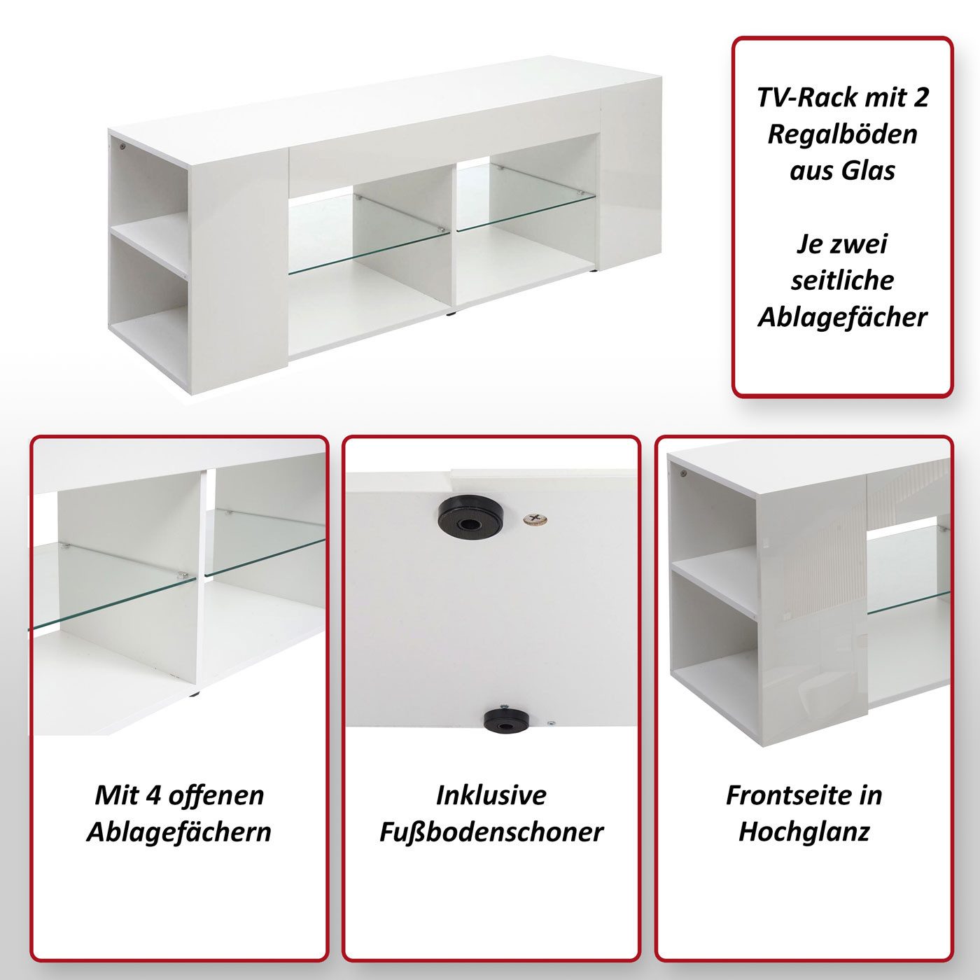 MCW TV-Rack MCW-L36, Inklusive Fußbodenschoner