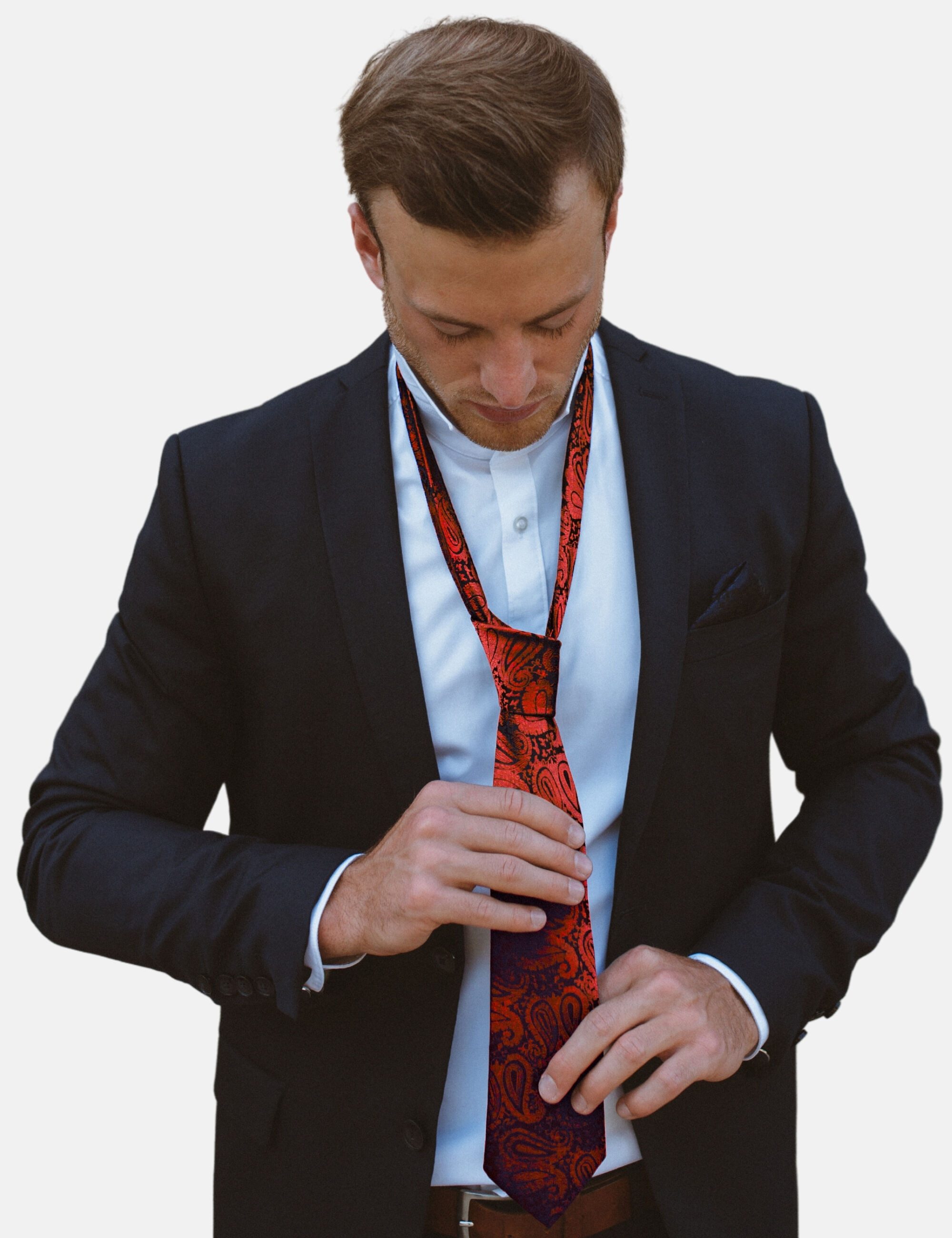 Massi Morino Krawatte (1-St) mit Einstecktuch, Manschettenknöpfen und Krawattenklammer