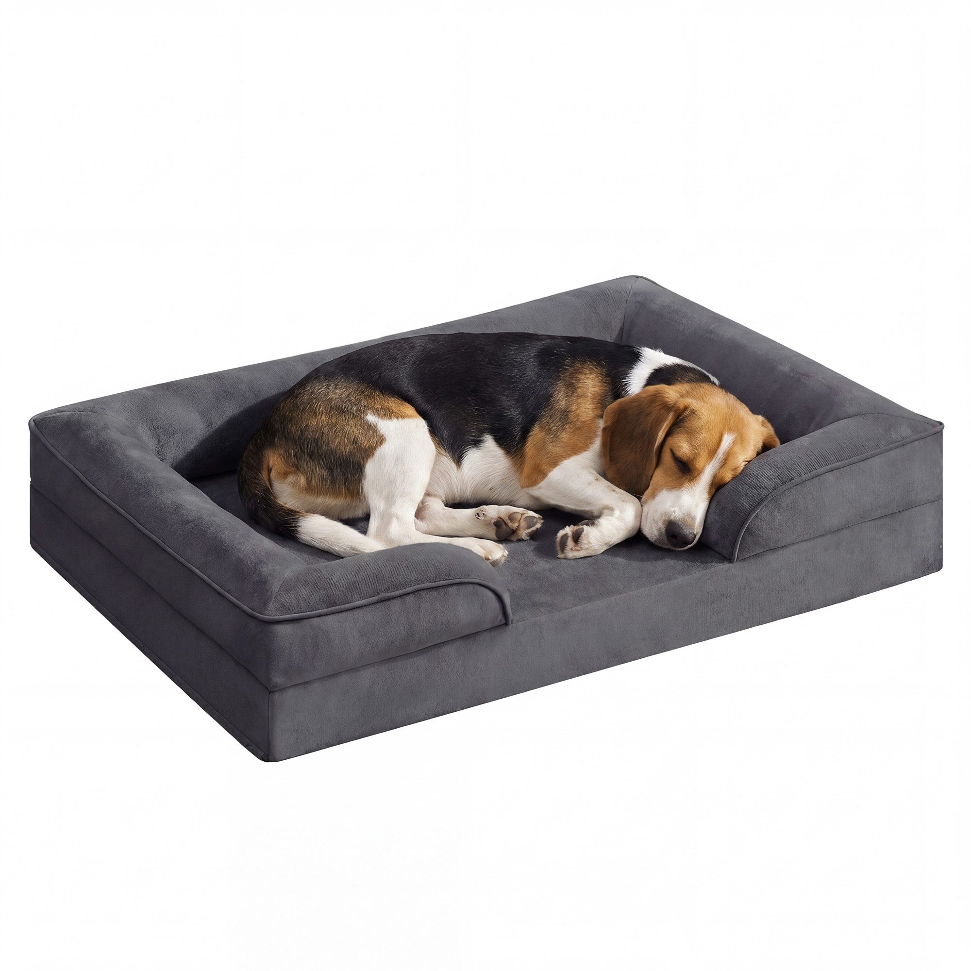 FEANDREA Tierbett Bezug abnehmbar, waschbar, rutschfest, Innenfutter wasserabweisend, 89 x 63 x 16 cm, Bezug abnehmbar, rutschfest, Hundekissen L von FEANDREA