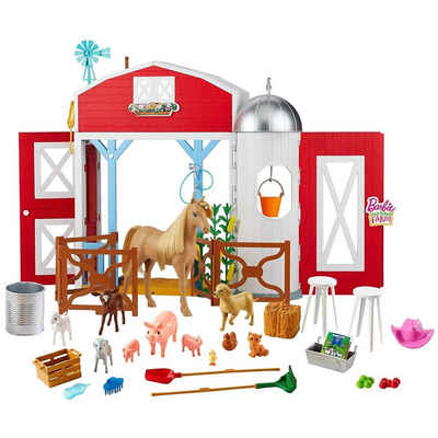 Mattel® Puppen Accessoires-Set Mattel GJB66 - Barbie - Sweet Orchand Farm - „Spaß auf dem Bauernhof“ Pferdehof Spielset mit Scheune; keine Puppe enthalten