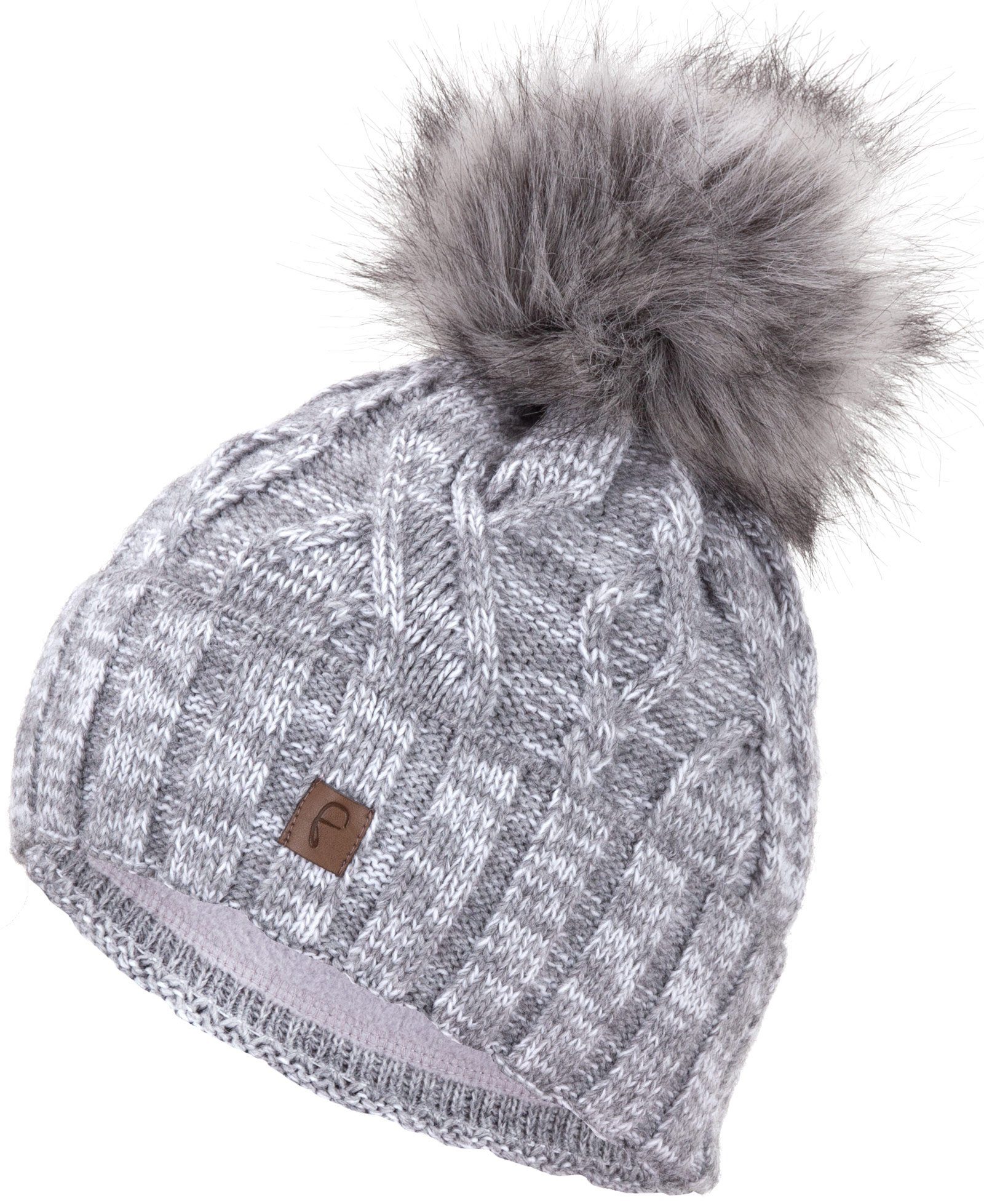 Faera Bommelmütze Gefütterte Wintermütze Damen Herren Winter Beanie Haube Strickmütze