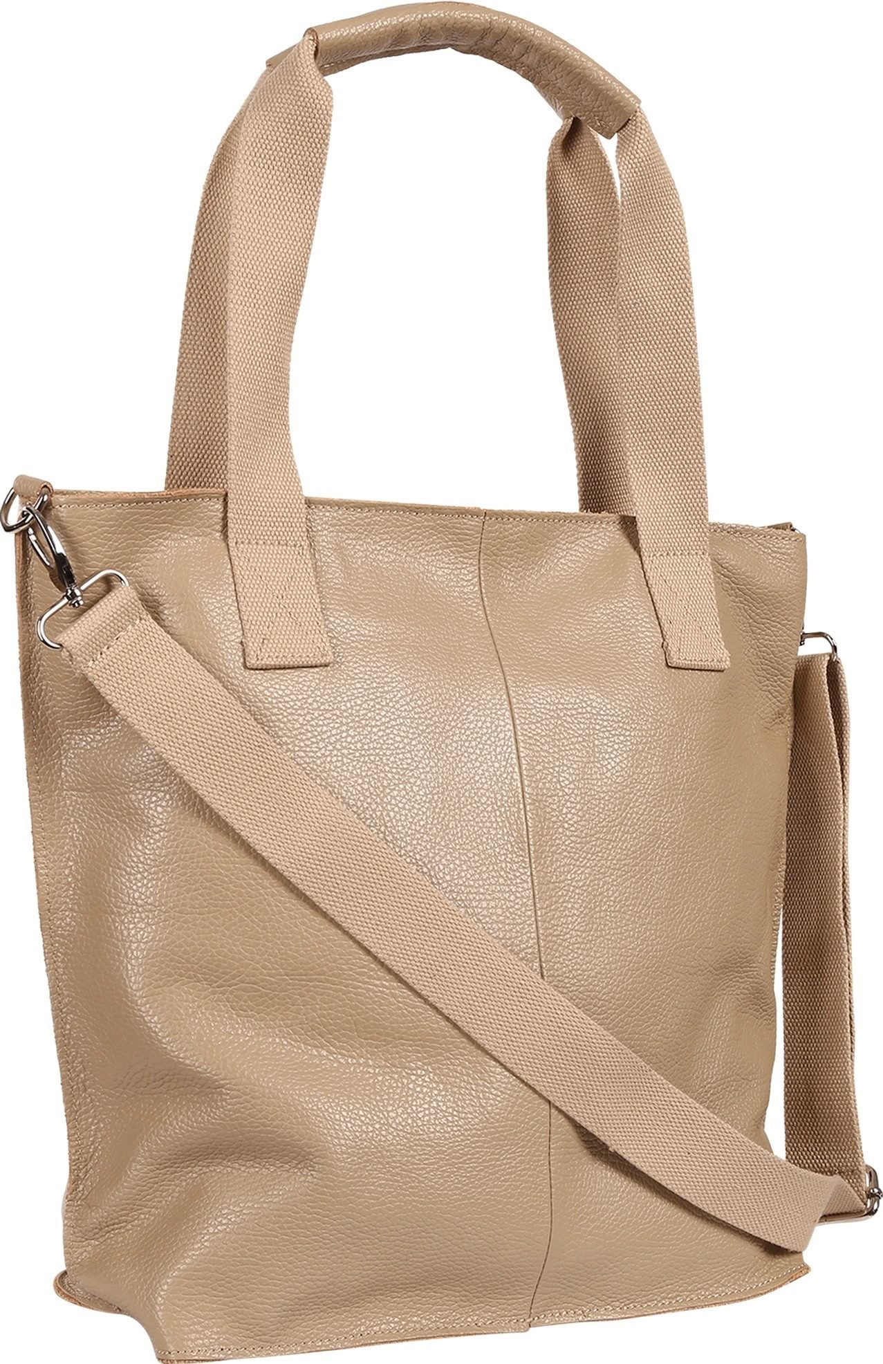Toscanto Schultertasche Toscanto Damen Schultertasche Shopper (Schultertasche), Damen Leder Schultertasche, Shopper, taupe, beige ca. 44cm