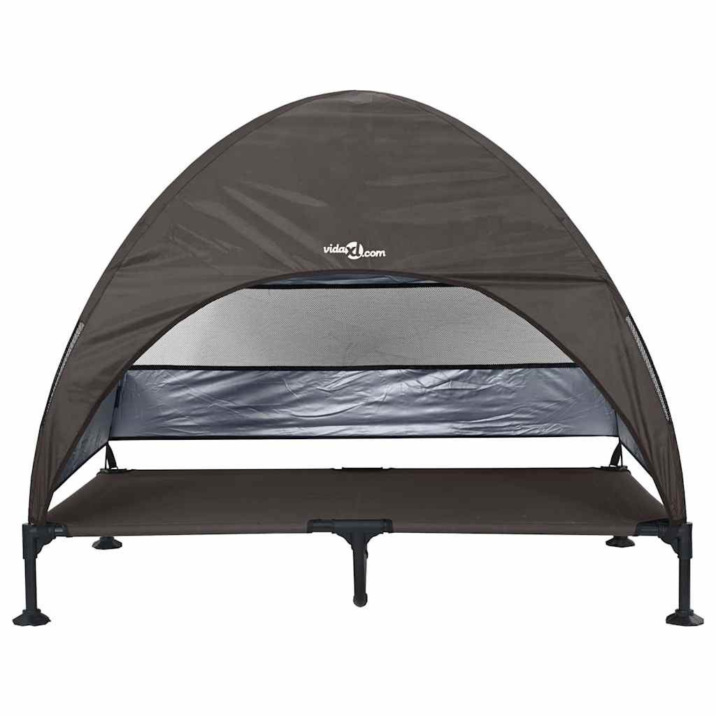 vidaXL Hundekorb 127 x 81 x 108 cm Erhöhtes Hundebett mit Abnehmbarem Dach Braun XL Sta