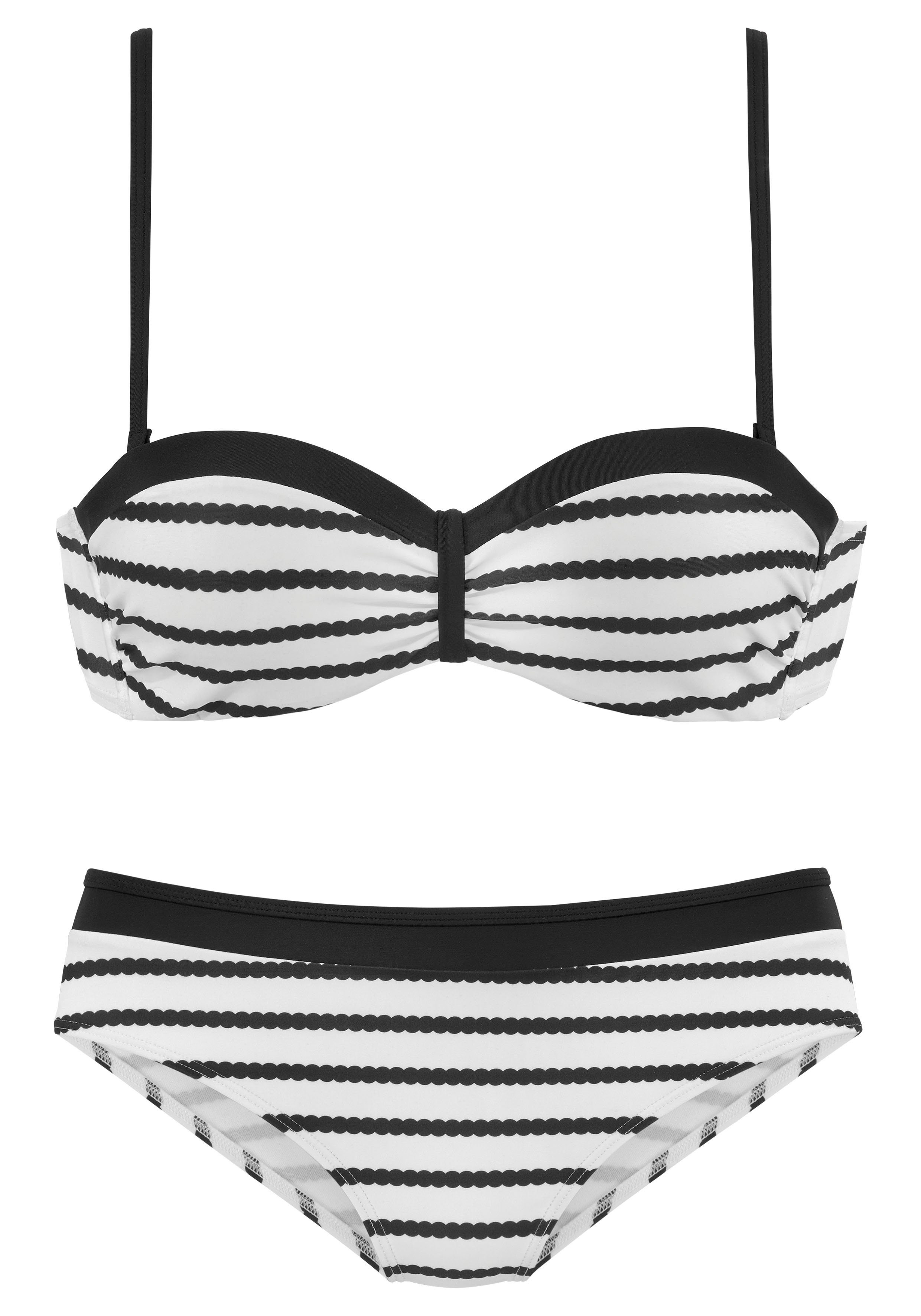 LASCANA Trägervarianten Bügel-Bandeau-Bikini mit schwarz-weiß