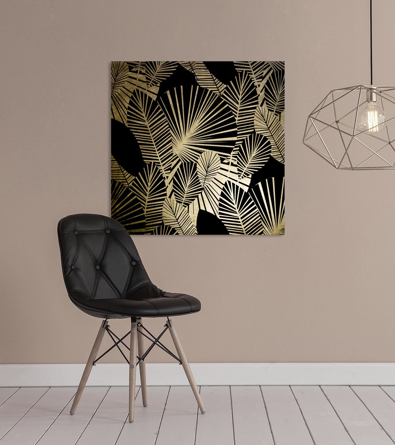 OTTO home Acrylglasbild Blätter - Acrylbilder mit Blattgold veredelt, Blumen, Blumenbilder, Blätter, Gemälde, Kunst (1 St), Goldveredelung, Handgearbeitet, Gerahmt, Edel