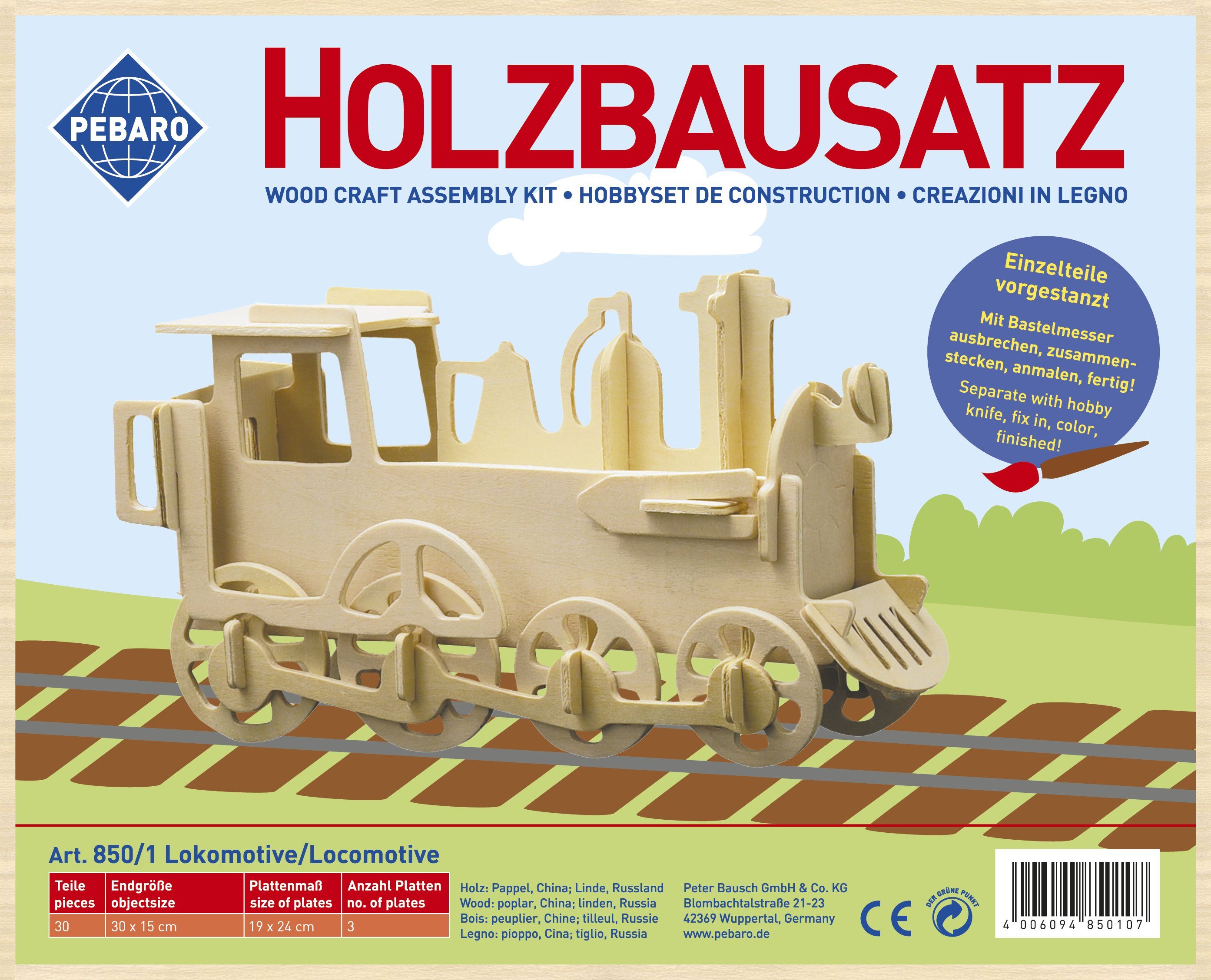 Pebaro 3D-Puzzle Holzbausatz Lokomotive, 850/1, 30 günstig online kaufen