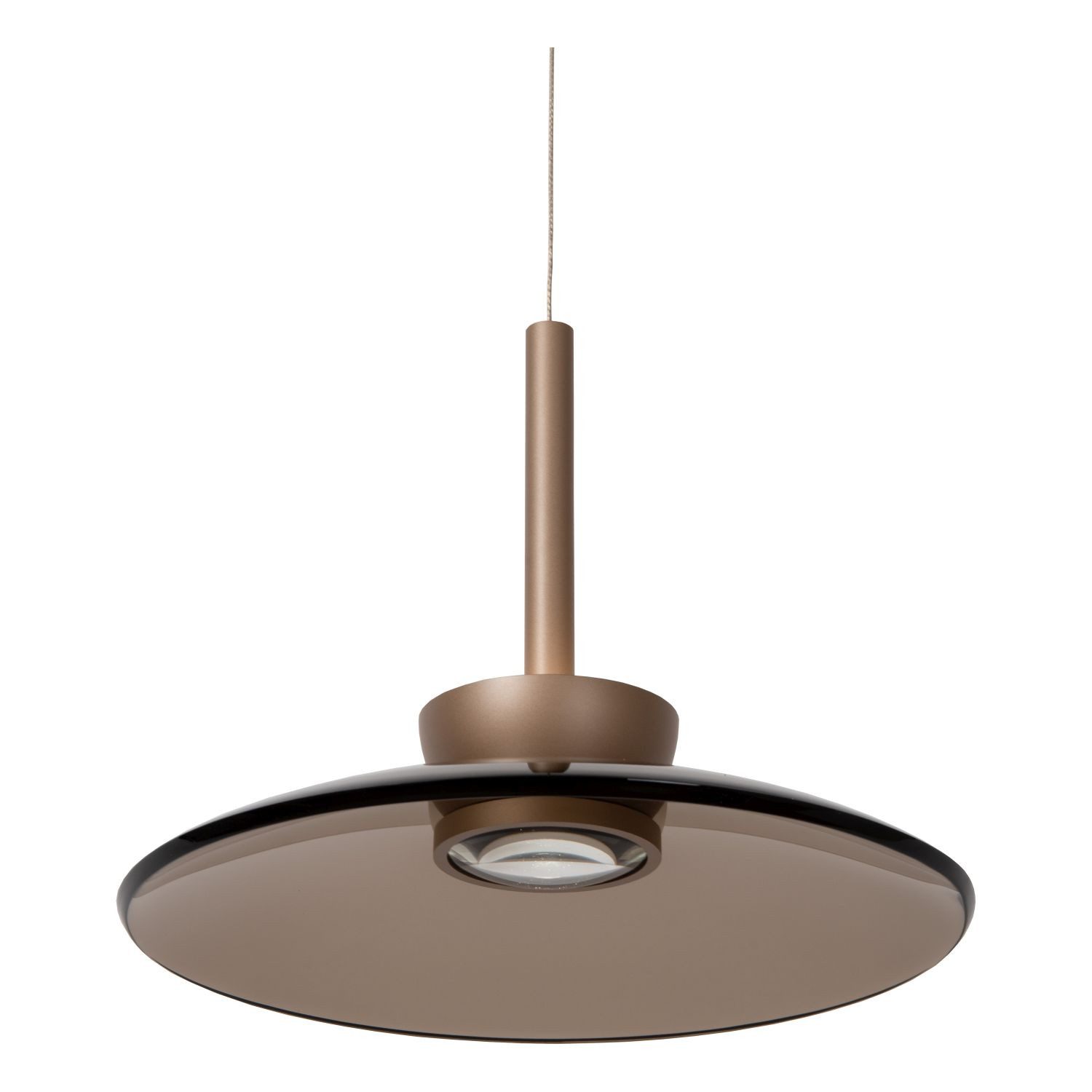 Licht-Erlebnisse Pendelleuchte ARISO, LED fest integriert, Warmweiß, Metall Rauchglas LED rund Ø 32 cm H: max. 180 cm Champagner Bernstein