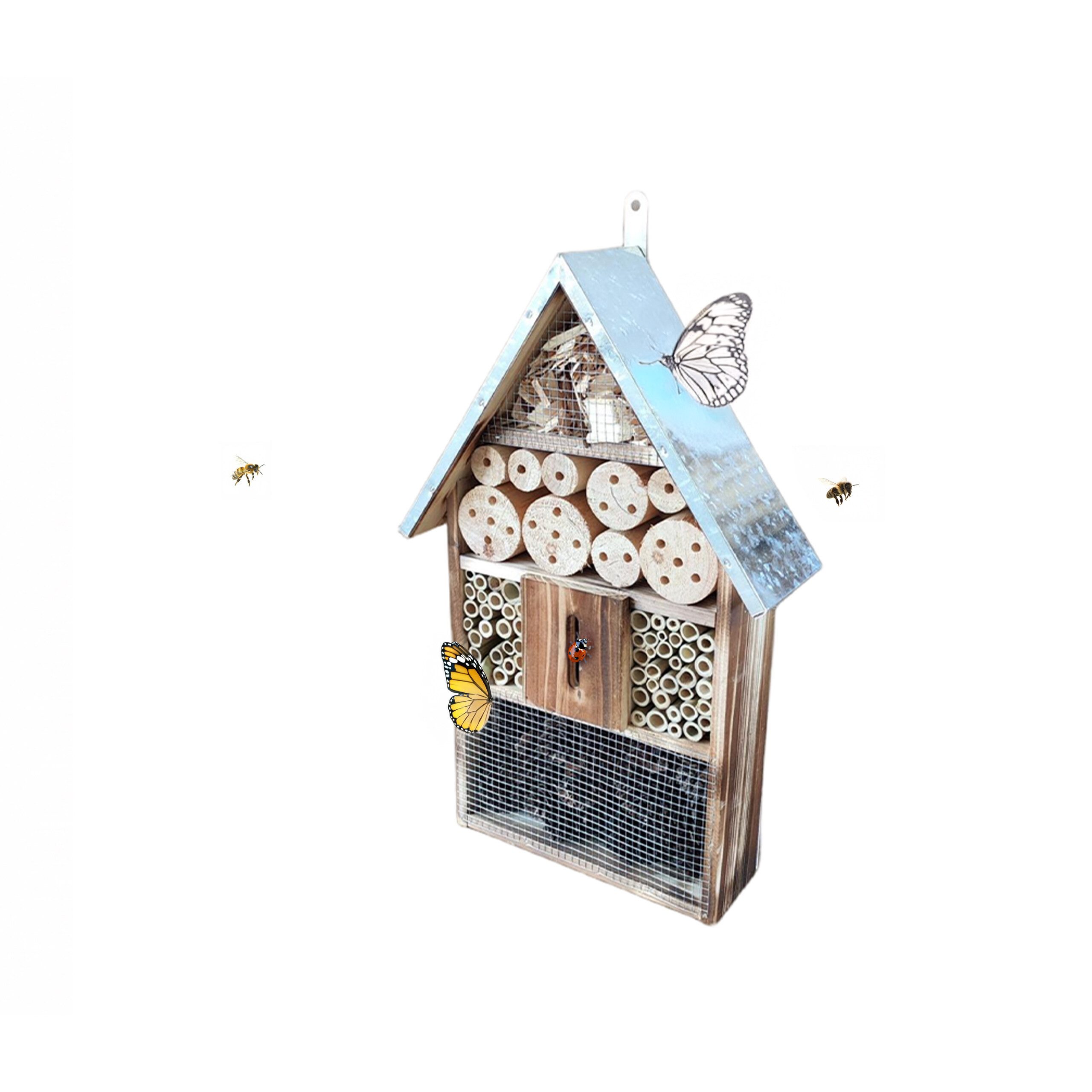 relaxdays Insektenhotel mit Metalldach, geflammt