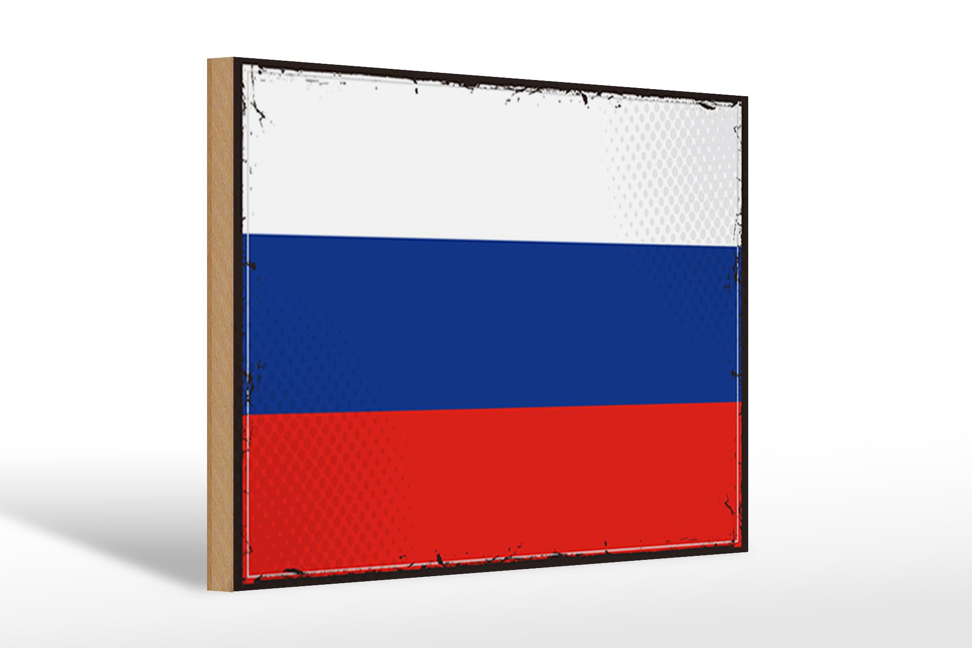 Femer GmbH Holzbild Flagge Russlands 30x20cm Retro Flag of Russia, Flaggen (1 St), Glatte Holzfaserplatte (MDF), vorn beschichtet
