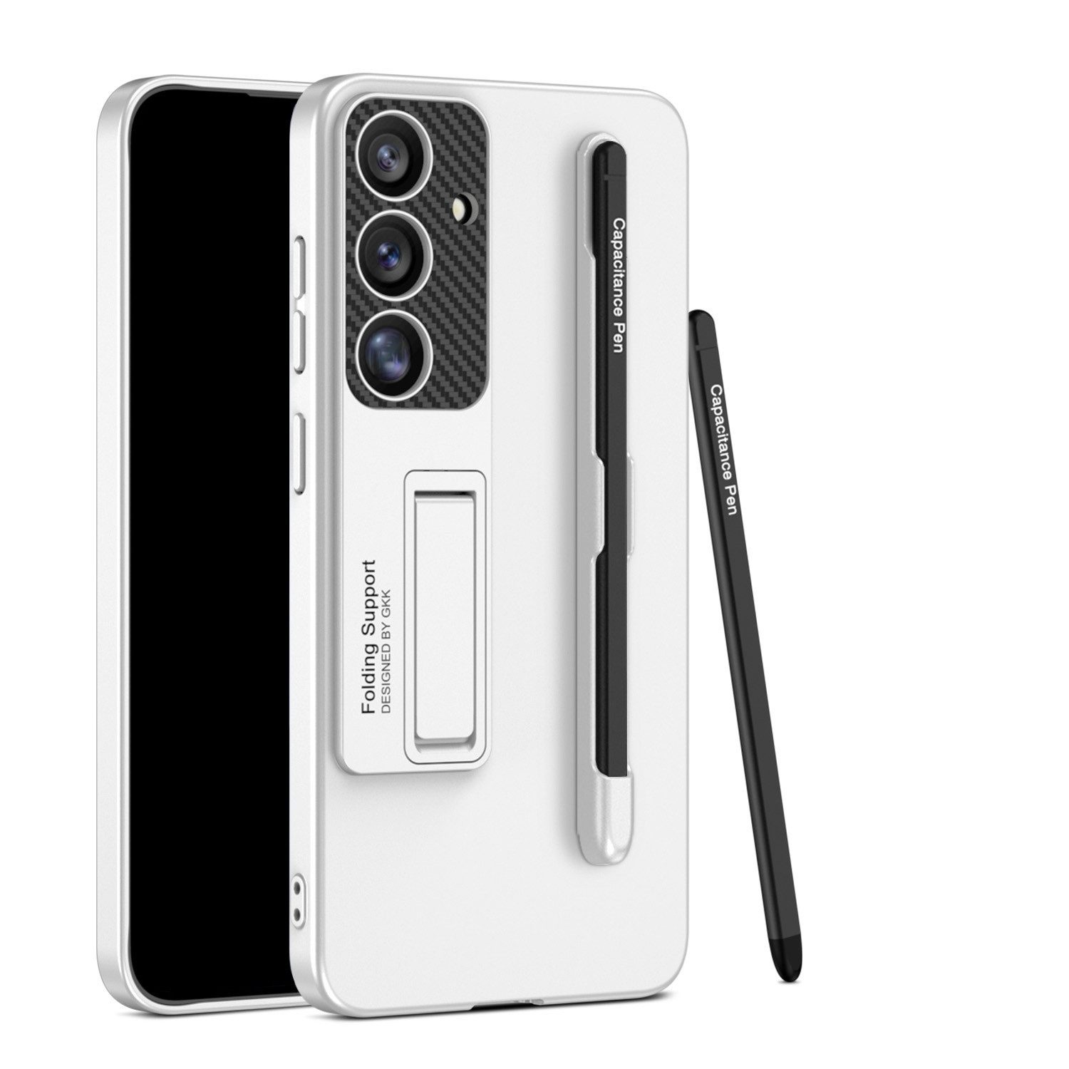 Handyhülle Für Samsung Galaxy S25 GKK Dünne Hülle Stifthalterung + Stift Silber