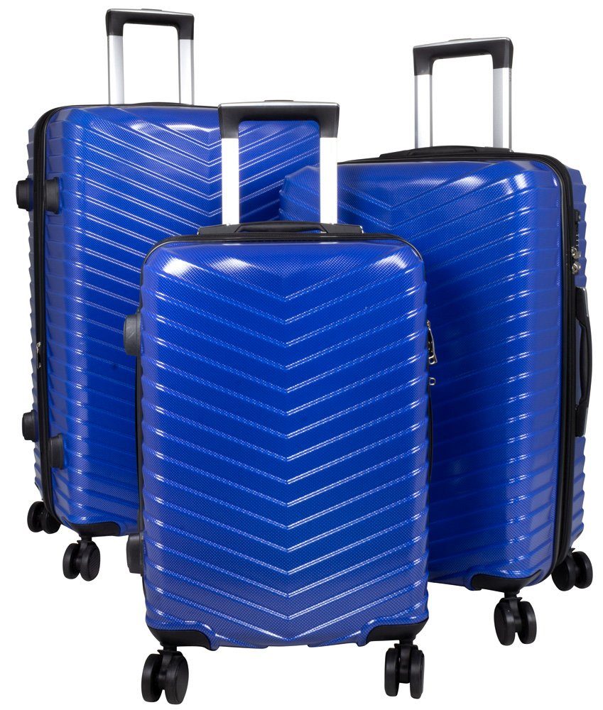 Trendyshop365 Trolleyset Koffer Set tlg), Polycarbonat, 5 Zwillingsrollen Farben, (Hartschale, Carbon-Look, Rollen, TSA-Schloss, blau 3 Meran, 4