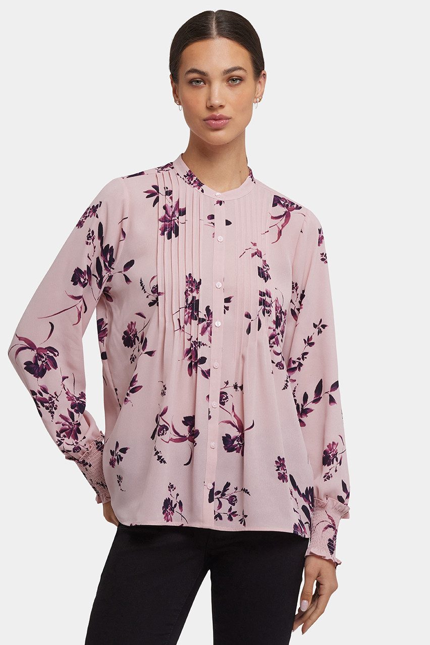 NYDJ Blusentop Pleated Peasant Blouse