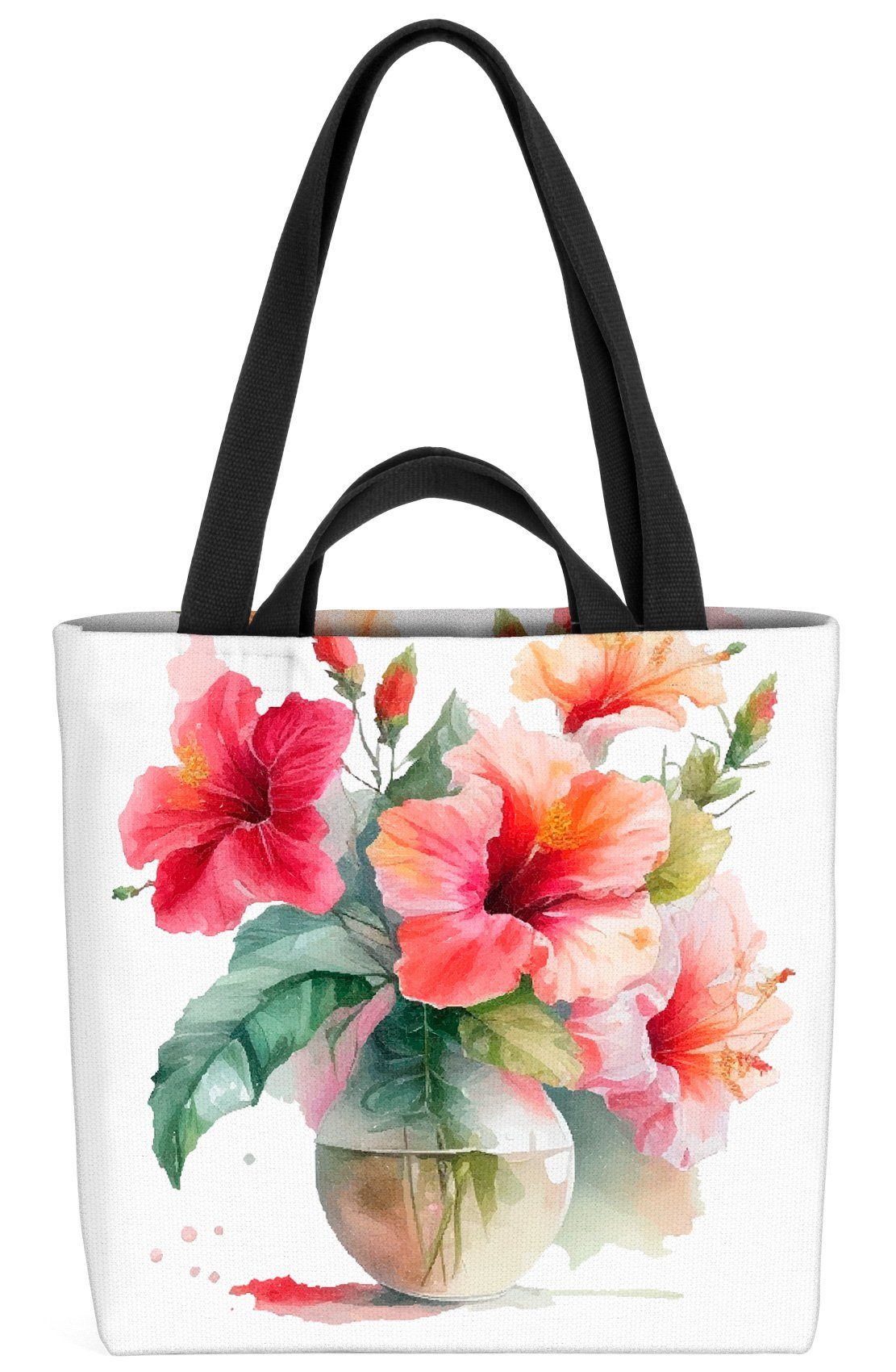 VOID Henkeltasche hibiskusblüte Hibiskus Vase hibiscus Blumenstrauß pflanzen Blumen (1-tlg), blü