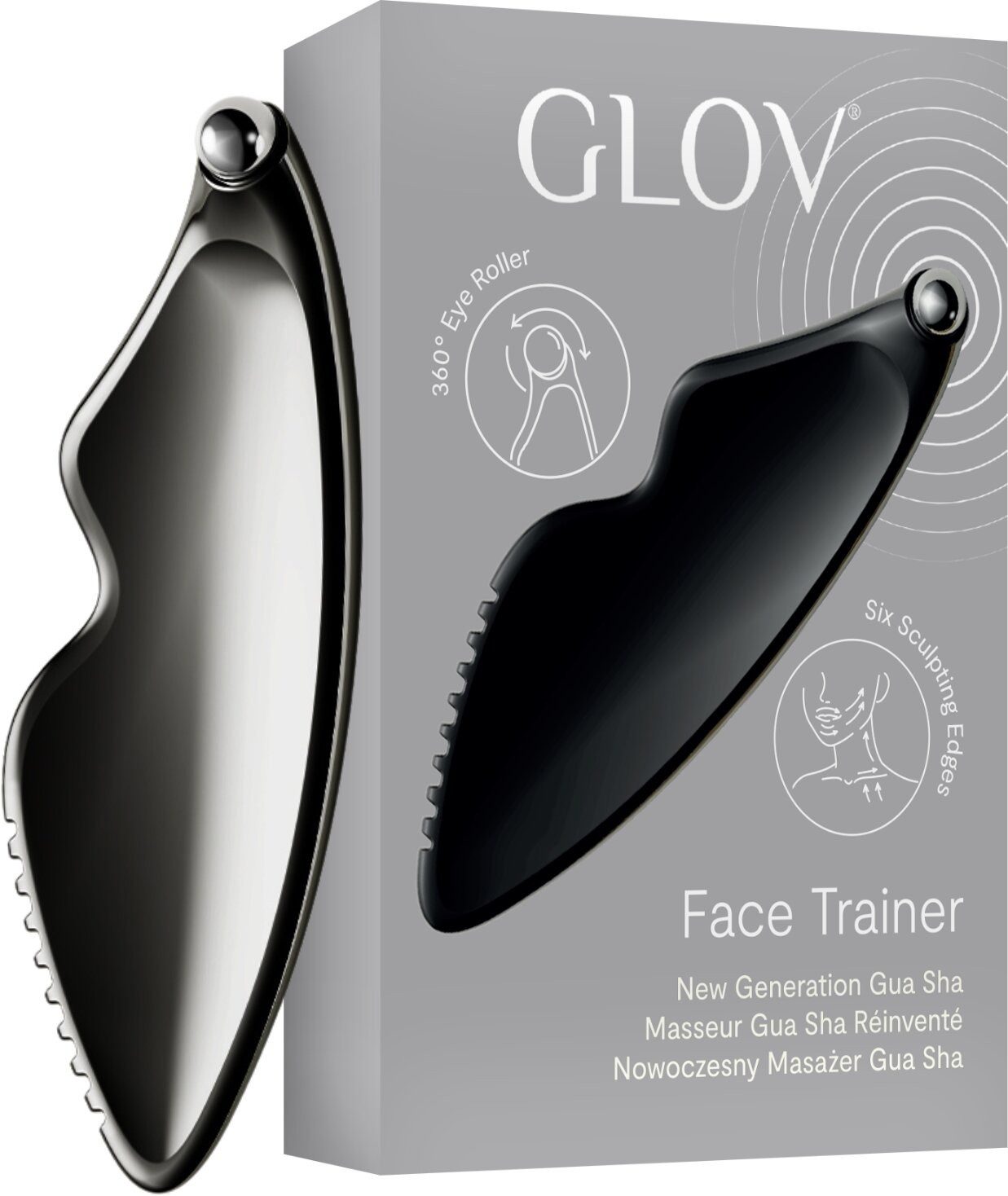 Glov Gesichtsmassagegerät Face Trainer Modernes Massagegerät Gua Sha Schwarz