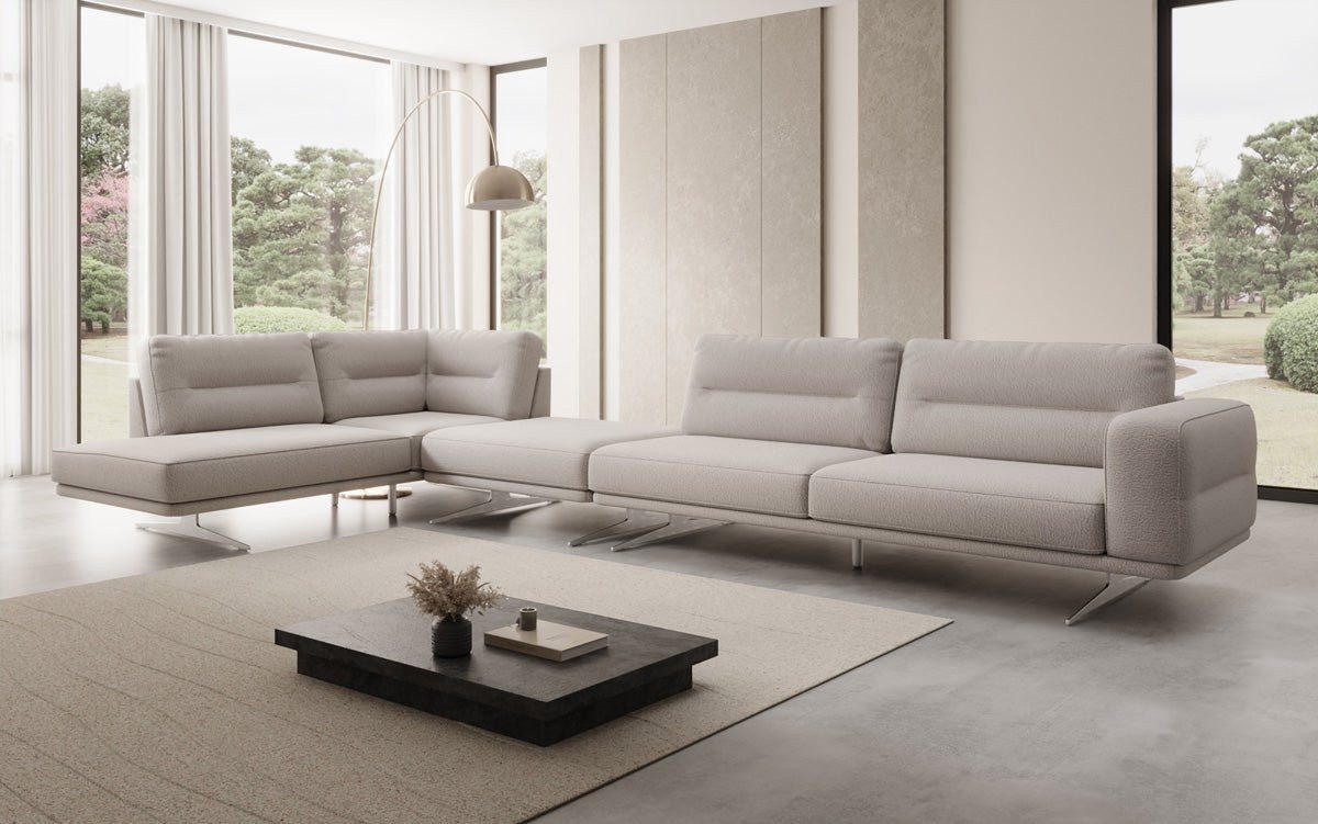 Luxusbetten24 Sofa Designer Sofa Torino L Maxi, mit hochwertigem Bouclé-Bezug