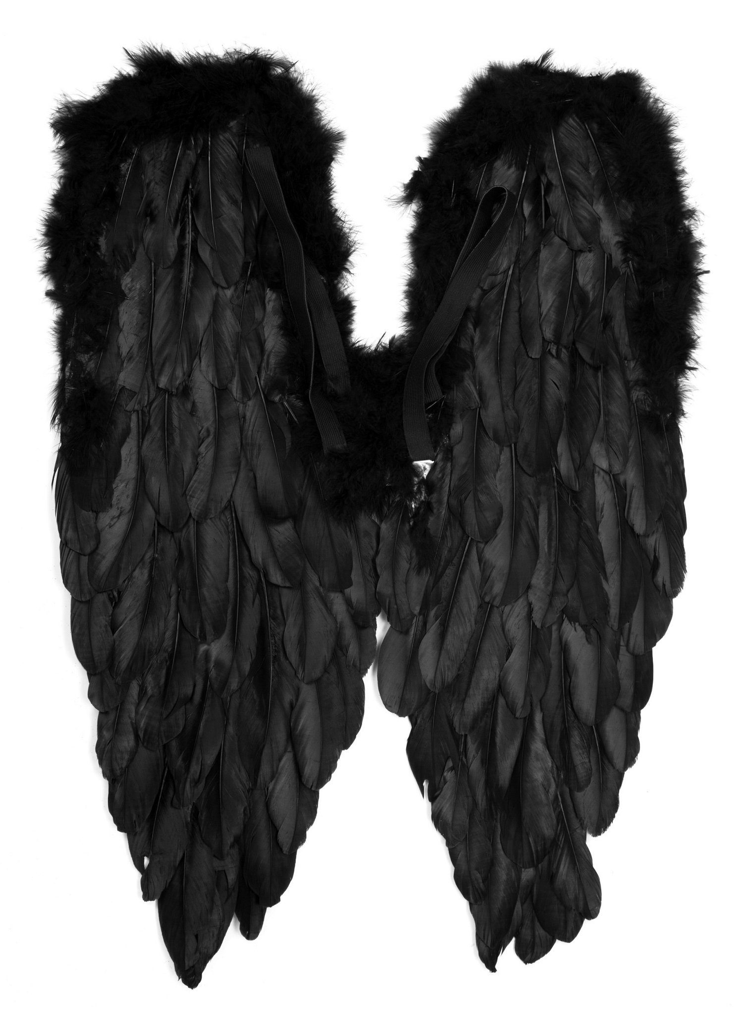 Metamorph Kostüm-Flügel Engel Kostüm Flügel Schwarz - Fasching Karneval, Imposante Federflügel für Elfen, Dämonen und Engel Kostüme