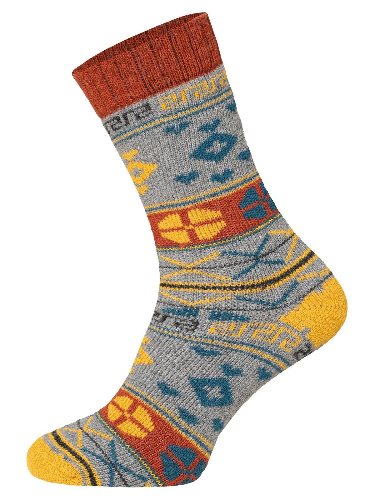 HomeOfSocks Norwegersocken Hygge Damen Dick Rost Wollsocken Pack Mit Wolle Bunten Und Und Herren 2er Fröhlich Druckarmer Zehennaht mit Norweger Socken Für Mustern Dicke