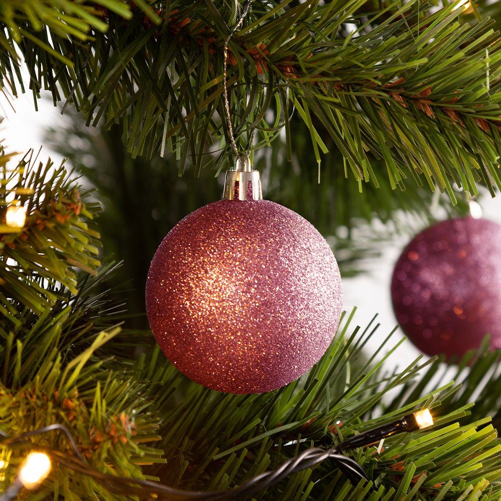 Weihnachtsbaumkugel ∅ tlg St), Casaria matt glänzend (24 Rosa glitzernd 24 6cm Christbaumkugeln