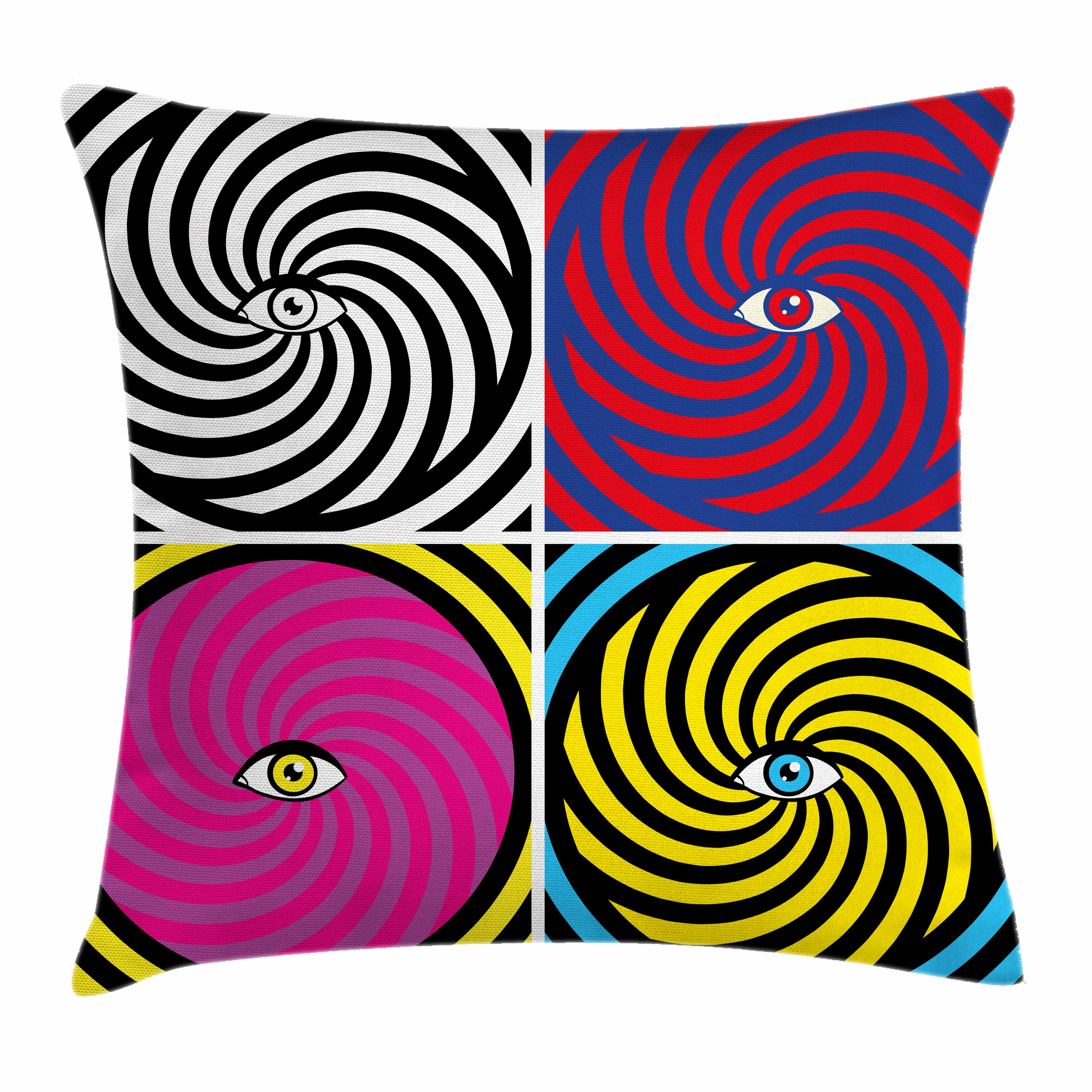 Druck, Hypnotic Farben Kissenhülle Psychedelisch Pop-Art Abakuhaus Klaren (1 Kissenbezüge Stück), Beidseitiger Farbfesten Reißverschluss