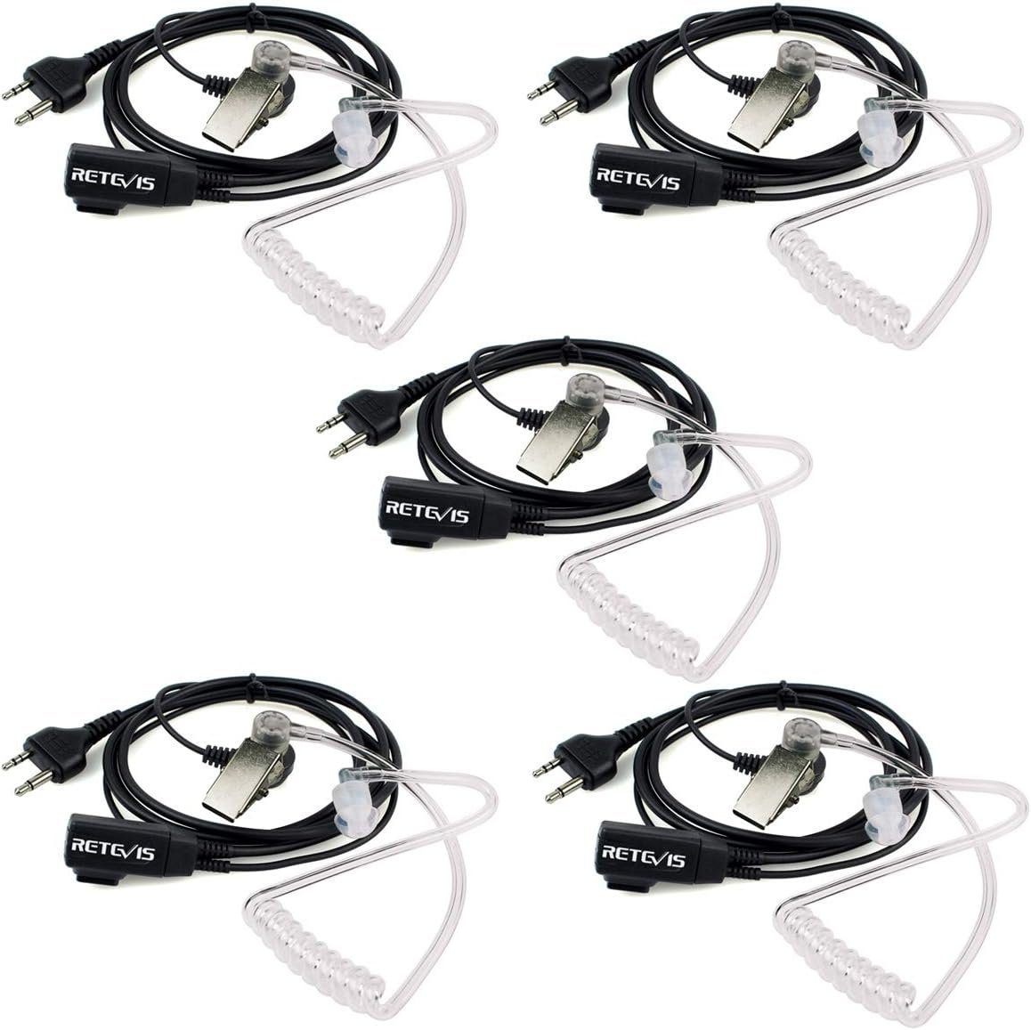 Retevis Walkie Talkie EAD001 Headset, 2Pin Covert Akustische Rohr Midland-kompatibel(5 STK)