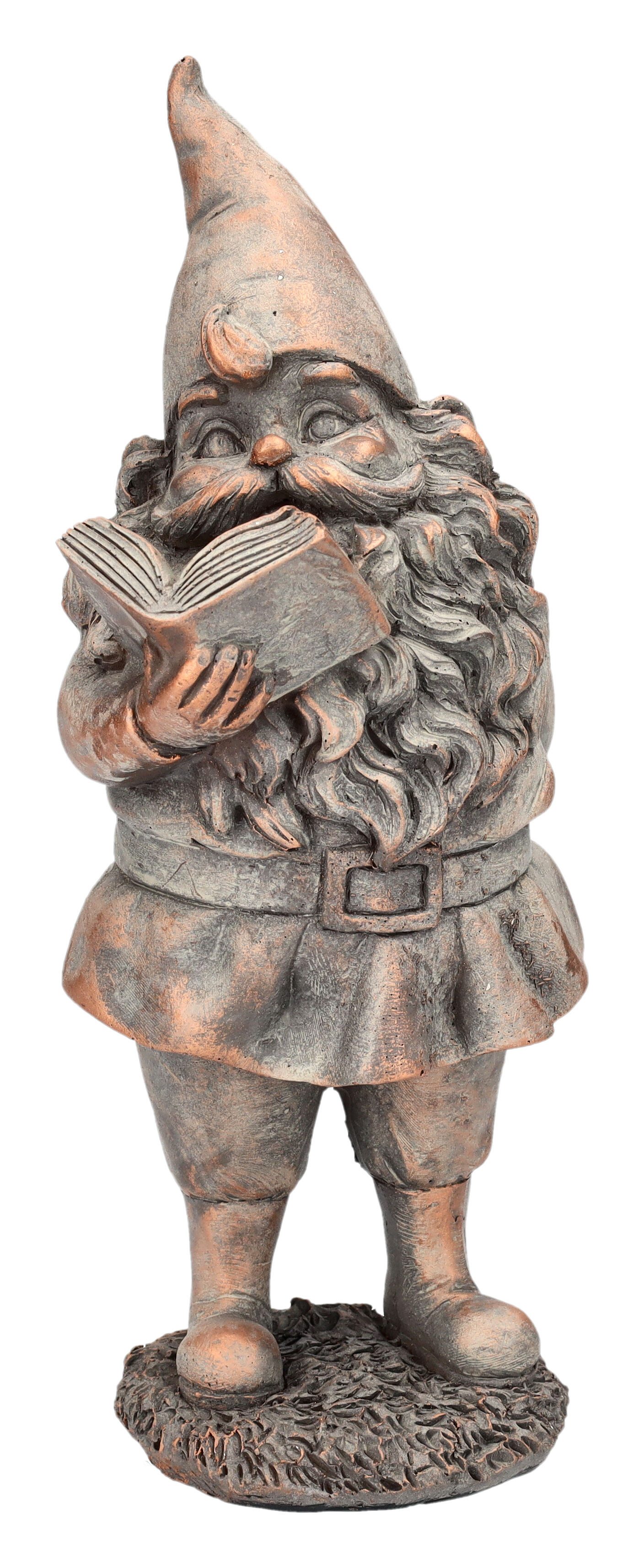 Figuren Shop GmbH Gartenzwerg Gartenzwerg Figur liest Buch - Zwerg Gnom Dekofigur