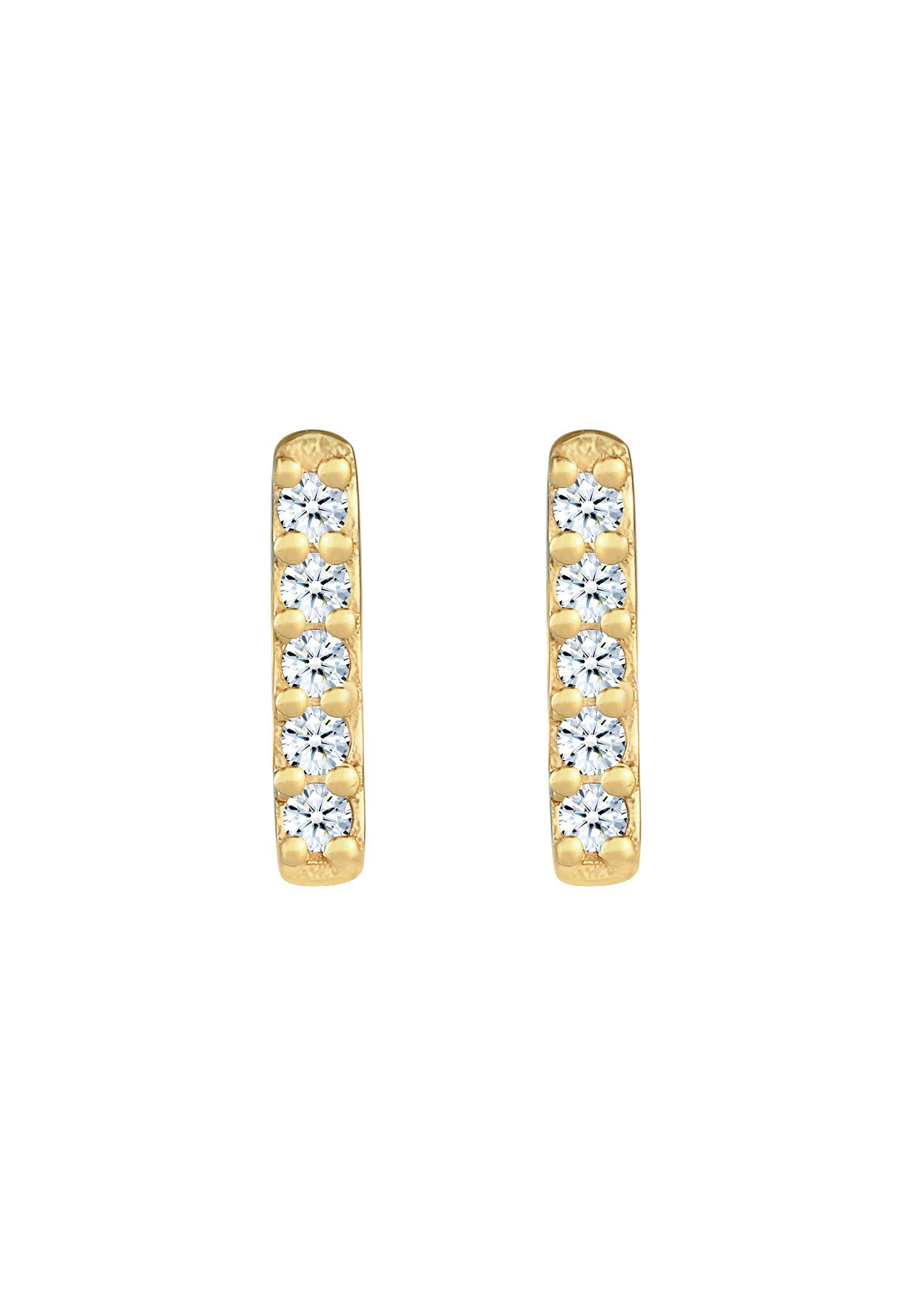 Damen Schmuck Elli DIAMONDS Paar Ohrstecker Stecker Stab Geo Diamant (0.15 ct) 375 Gelbgold