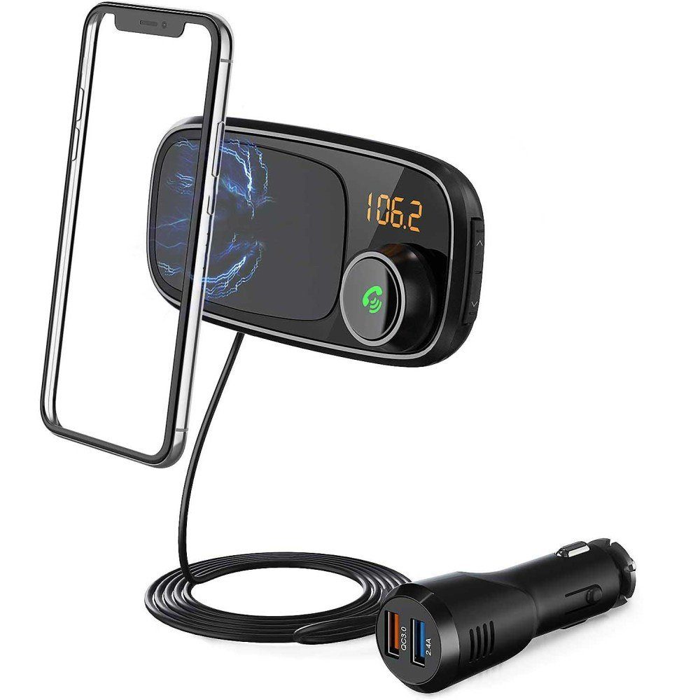 10 W Qi-Schnellladehalterung Auto-Klemm-Ständer für iPhone 11/11 Pro/11 Pro Max/Xs MAX/XS/XR/X/8/8+ drahtloses Auto-Telefonladegerät Bluetooth FM-Transmitter für Auto Samsung