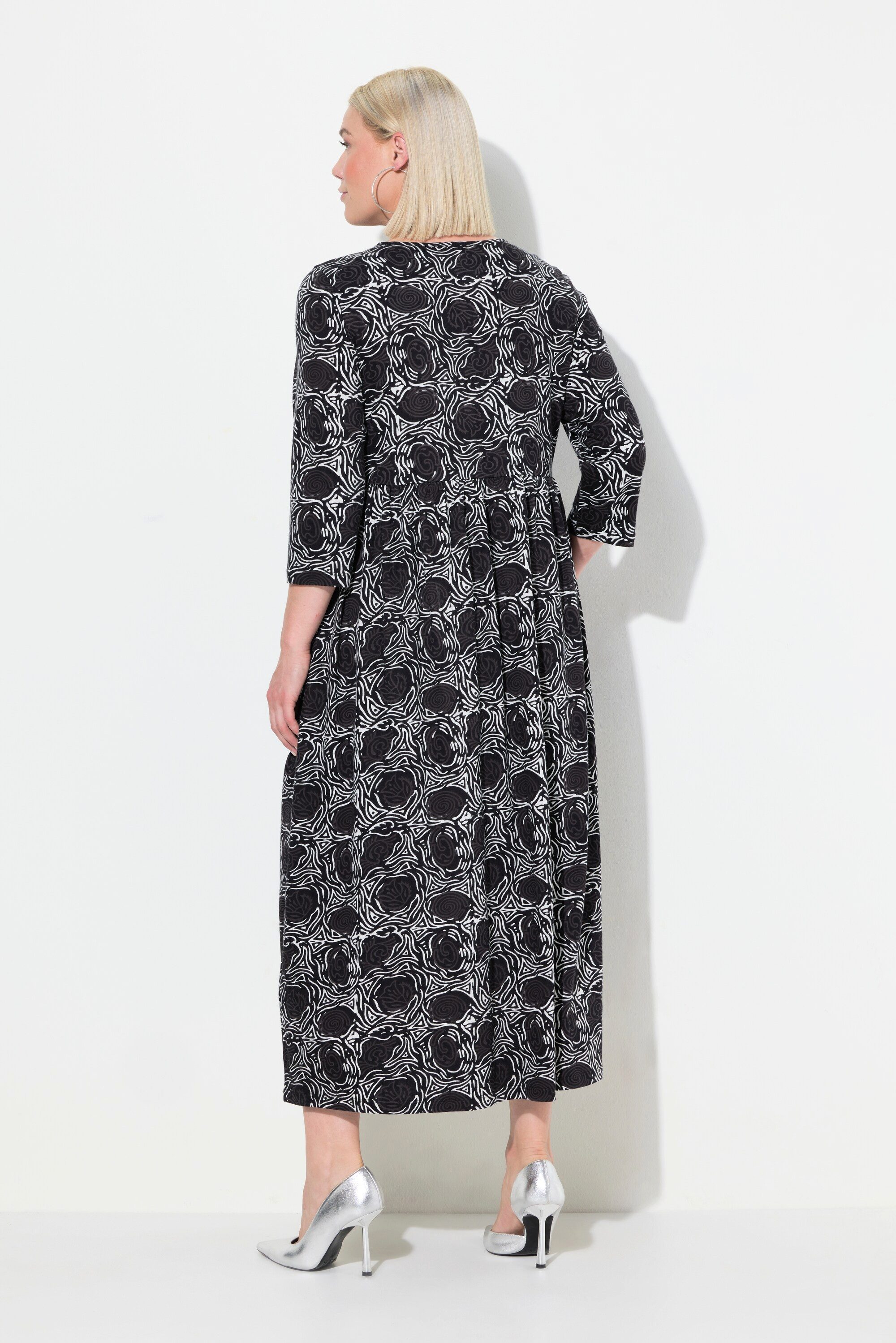 Ulla Popken Maxikleid Jerseykleid A-Linie Blumendruck