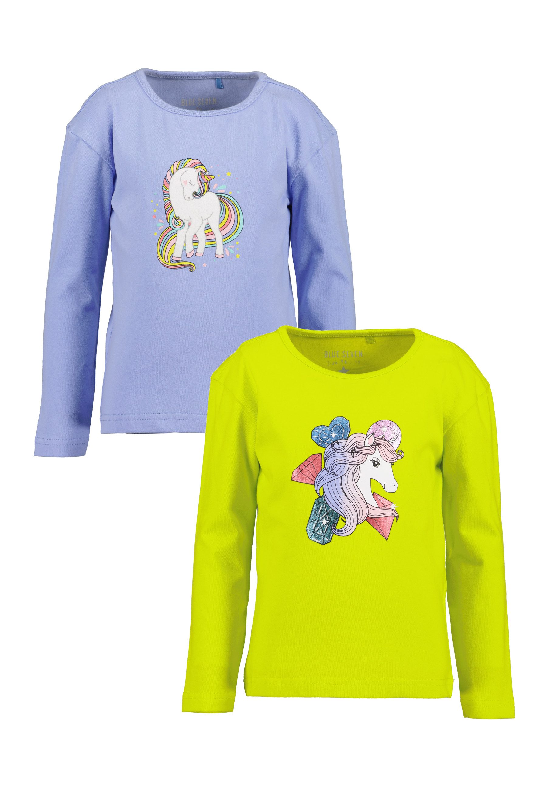 Blue Seven Langarmshirt (Packung, 2-tlg) mit süßen Einhorn-Motiven