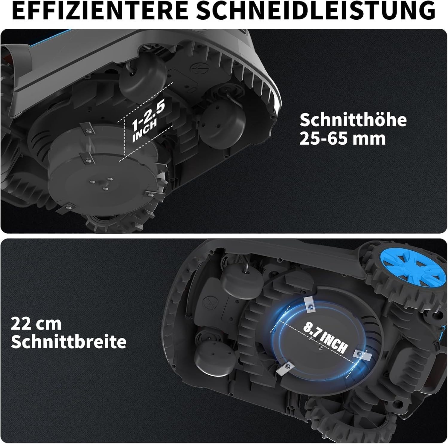 LALAHO Robotic Lawn Mower, Intelligent Lawn Mower, 220 mm Cutting Width, 8.8 kg, Cutting Area up to 1000 Square Meters