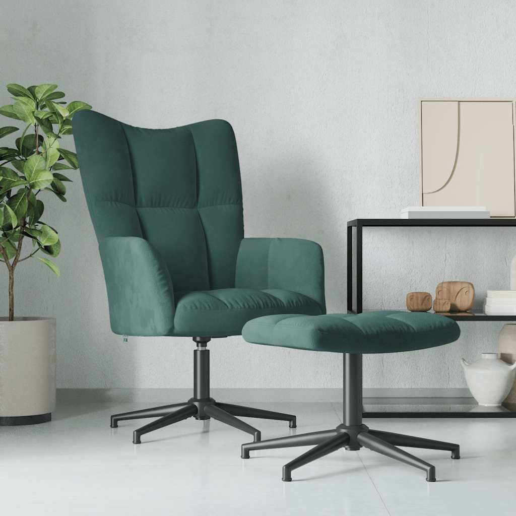 furnicato Relaxsessel mit Hocker Dunkelgrün Samt günstig online kaufen