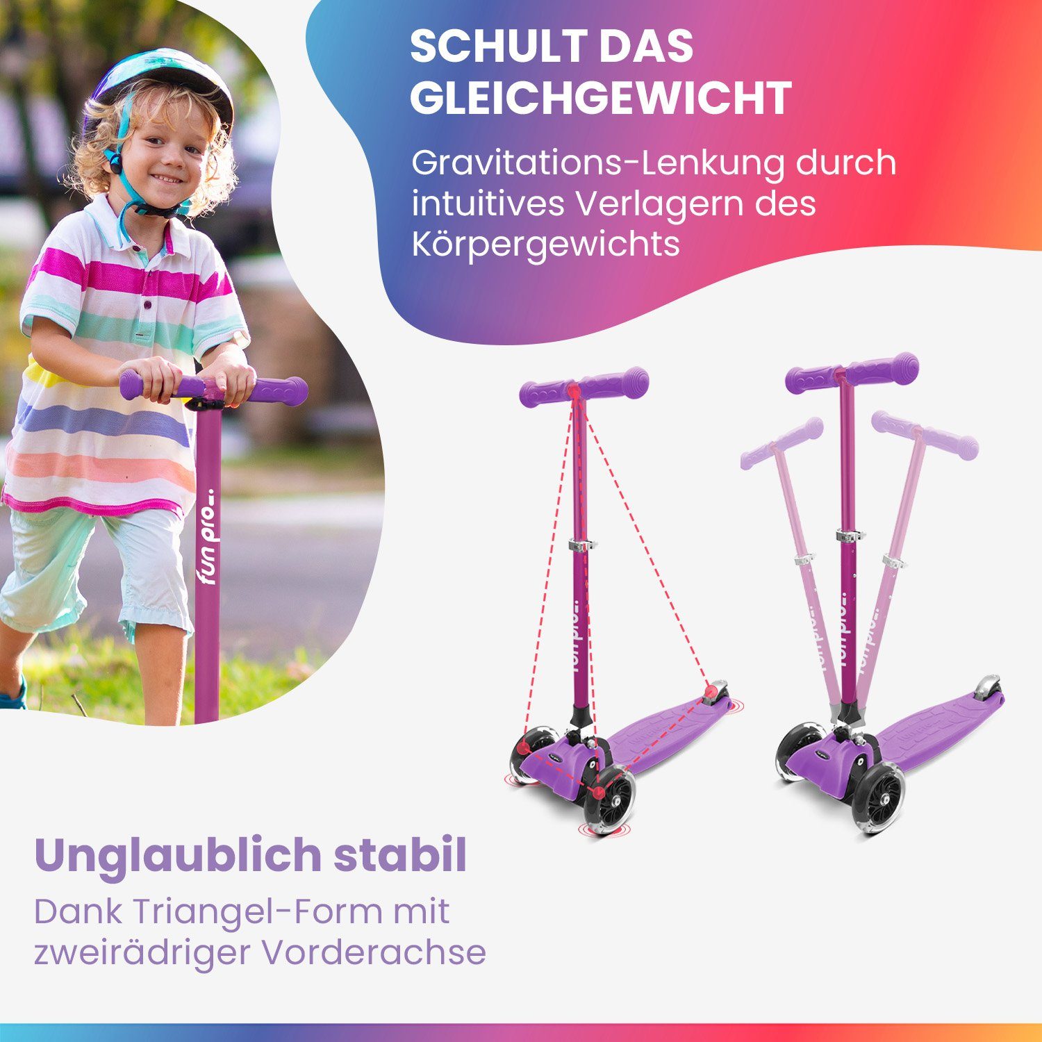 klappbar - Scooter Stunt Tretroller ONE Cityroller Kinder Kinder pro fun Kick DeLuxe Roller Kinderroller,