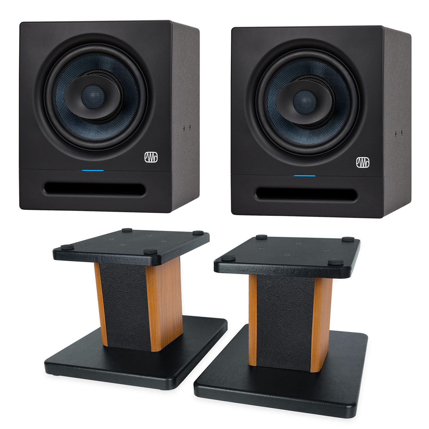 Presonus Studio-Monitor Eris Pro 8 1 Paar mit Boxenständer Palisander Lautsprecher