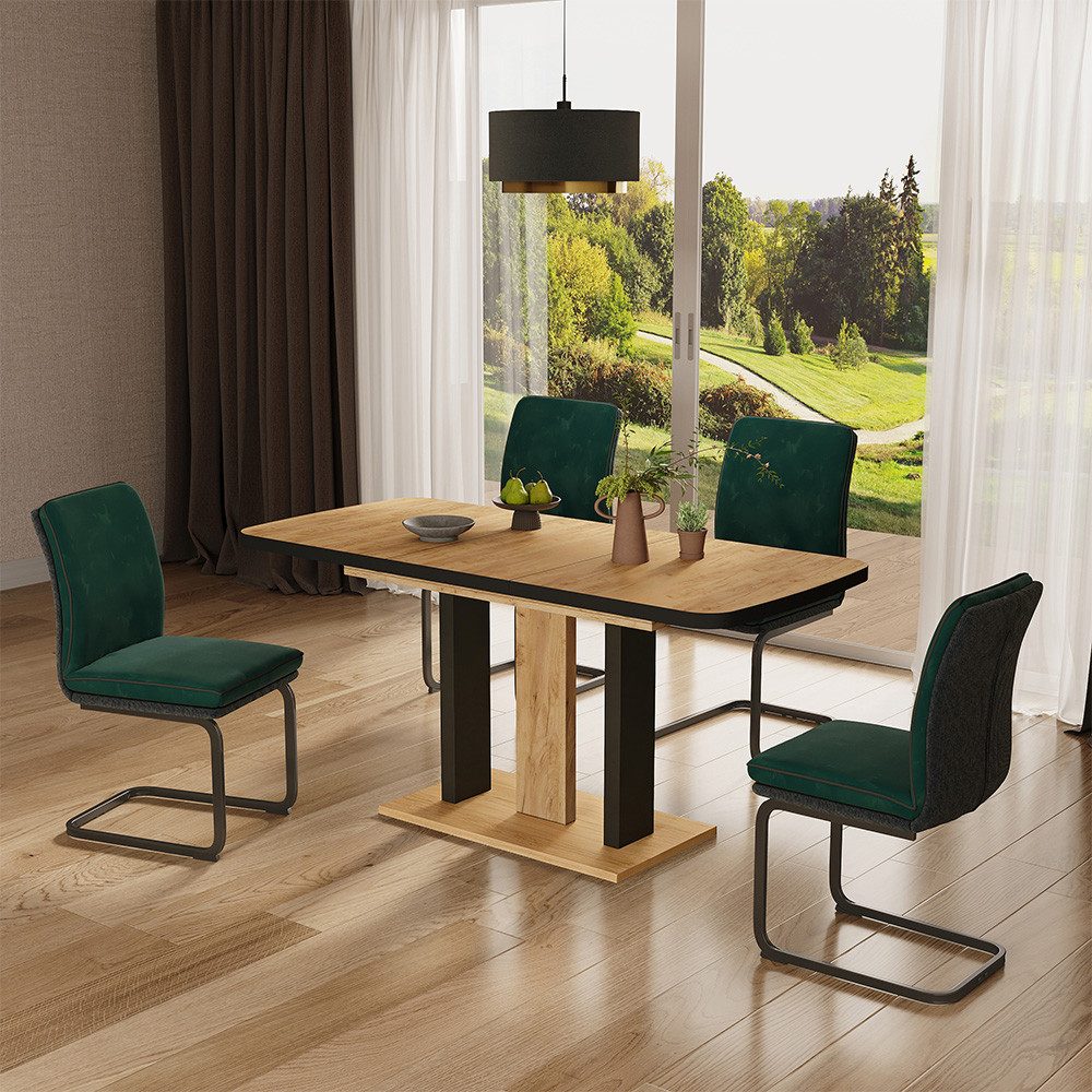 Vicco Esstisch Fenaro, Schwarz/Goldkraft Eiche, 120 x 80 cm 2 Teile (1-St)