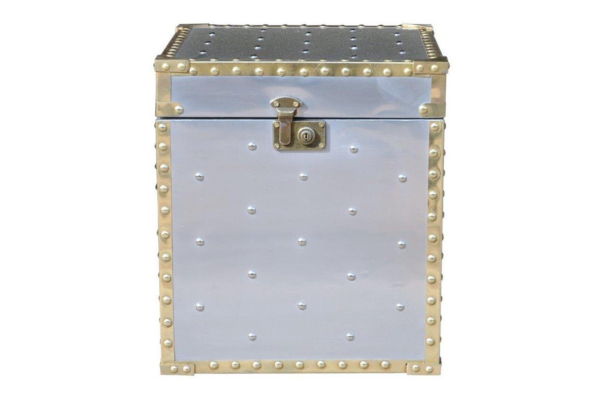 Casa Padrino Beistelltisch Luxus Designer Aluminium Beistelltisch / Truhe - Art Deco Vintage Flieger Möbel - Koffer Truhe