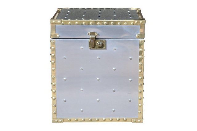 Casa Padrino Beistelltisch “Luxus Designer Aluminium Beistelltisch / Truhe – Art Deco Vintage Flieger Möbel – Koffer Truhe”