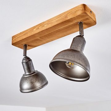 hofstein Deckenleuchte »Mura« Deckenlampe aus Metall/Holz in Grau/Braun, ohne Leuchtmittel, mit verstellbaren Strahlern, 2xE14, Spot im Retro/Vintage Design