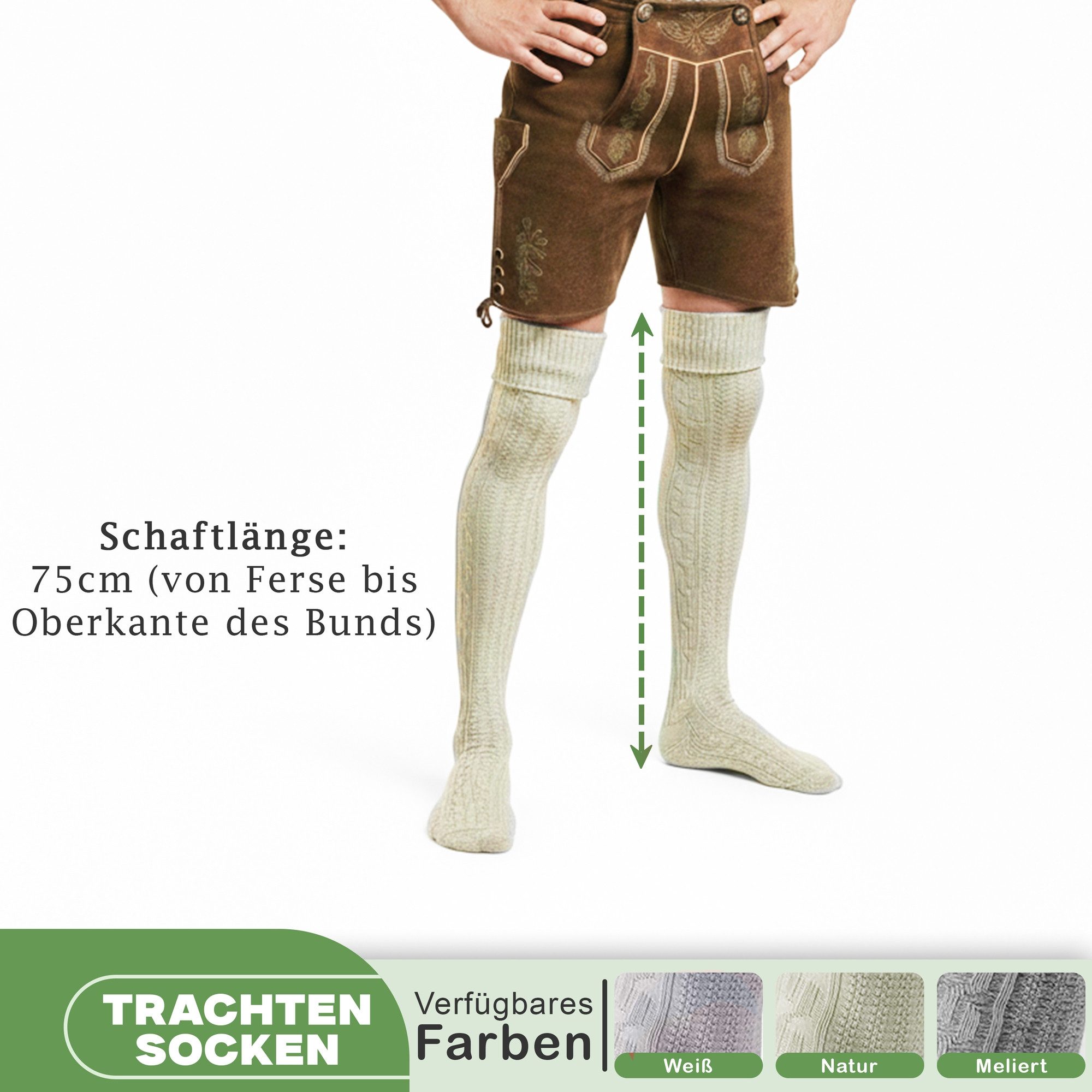 German Wear Trachtensocken ANG252 EXTRA Lange Trachtensocken Strümpfe Kniebundsocken