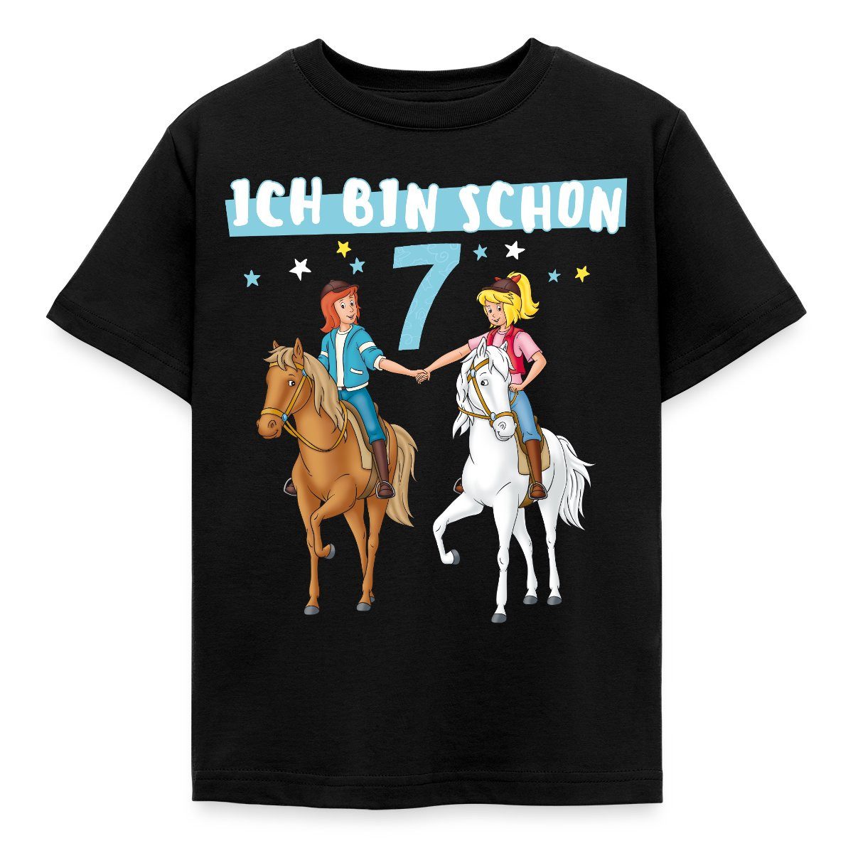 Spreadshirt T-Shirt Bibi & Tina Geburtstag Ich Bin Schon Sieben Kinder T-Shirt (1-tlg) Fällt klein aus. Wir empfehlen, eine Größe größer zu bestellen.