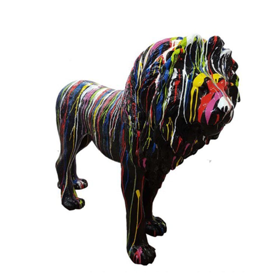 JVmoebel Dekoobjekt Design Statuen Bunte Figur Bemalte Statue Löwe Deko