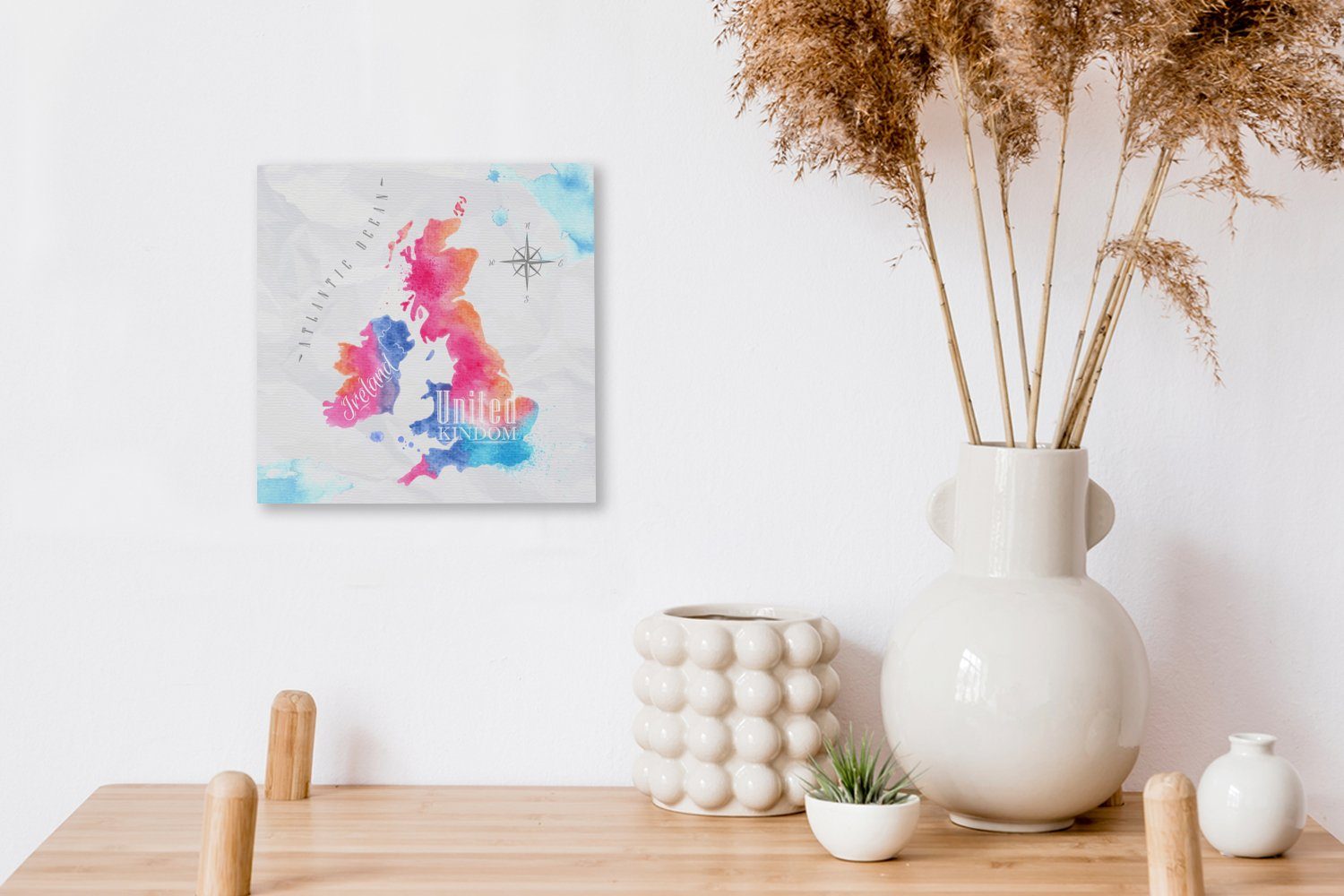 St), (1 Leinwand Wohnzimmer Bilder - England OneMillionCanvasses® für Farben, Weltkarte - Schlafzimmer Leinwandbild