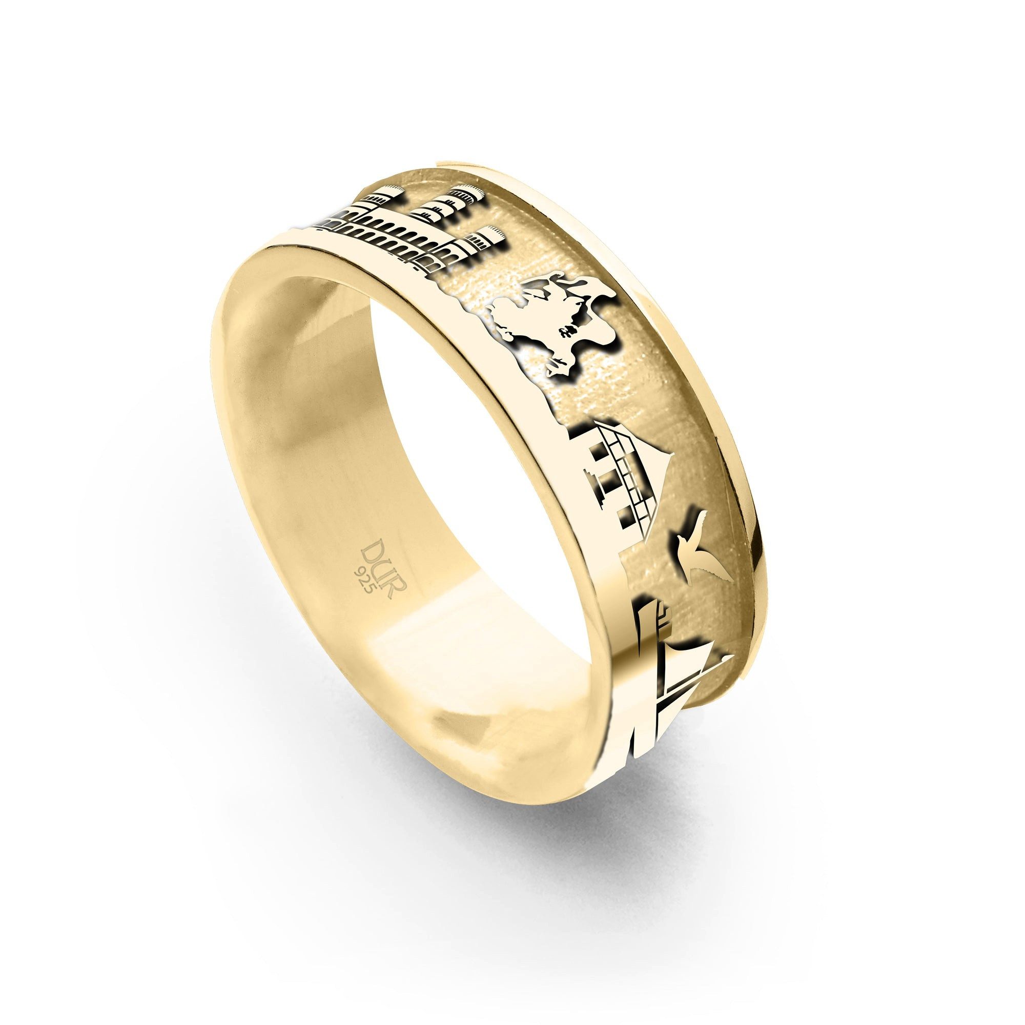 Fingerring DUR Schmuck: Ring "Göhren / Rügen", schmal, vergoldet, 7 mm, R6114