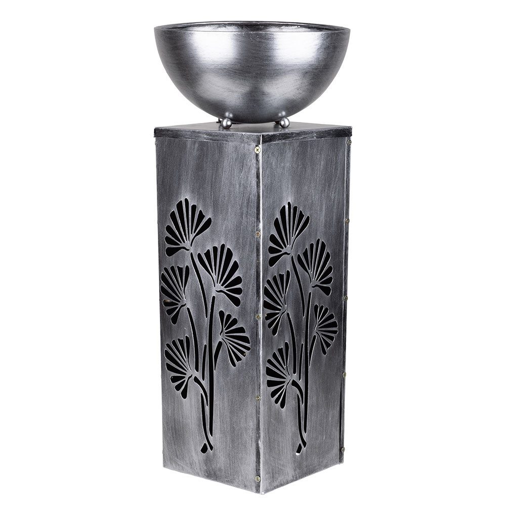 Haushalt International LED Solarleuchte, LED-Leuchtmittel fest verbaut, Warmweiß, Solarleuchte Pflanzschale Außenlampe LED Blumentopf Lichteffekt silber