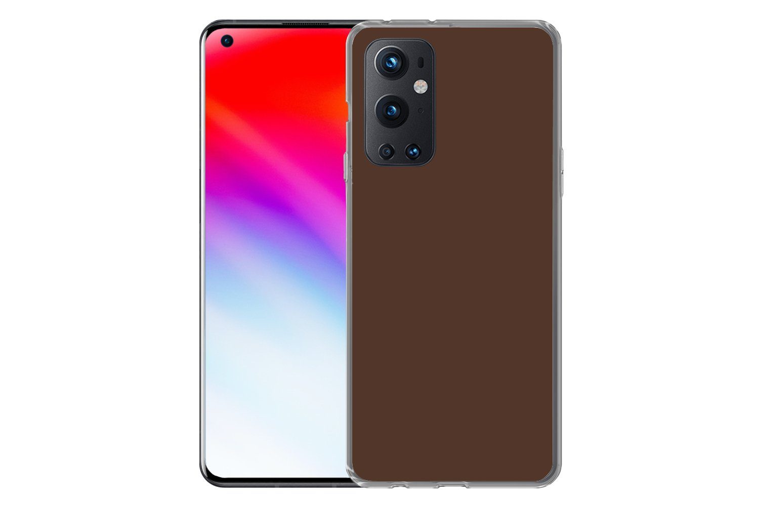 MuchoWow Handyhülle für OnePlus 9 Pro Braun - Dunkel - Farben, Phone Case, Silikon, Schutzhülle Dünn
