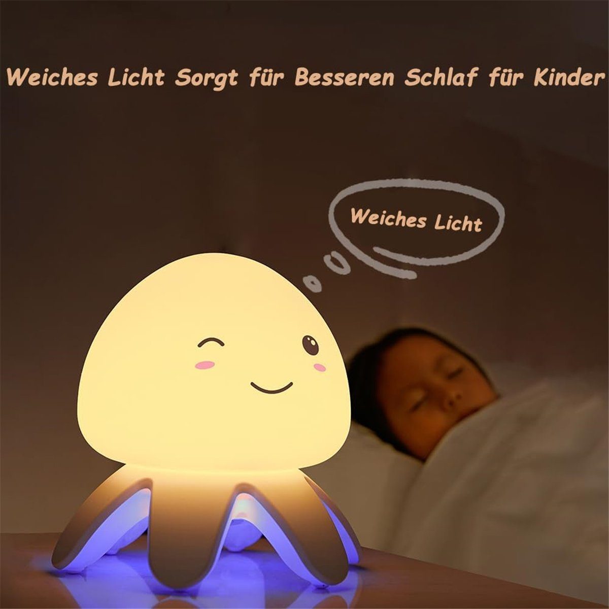 LED Quallenlampe, USB-Aufladung K&B Nachtlicht LED-Kinder-Silikon-Saya-niedliche