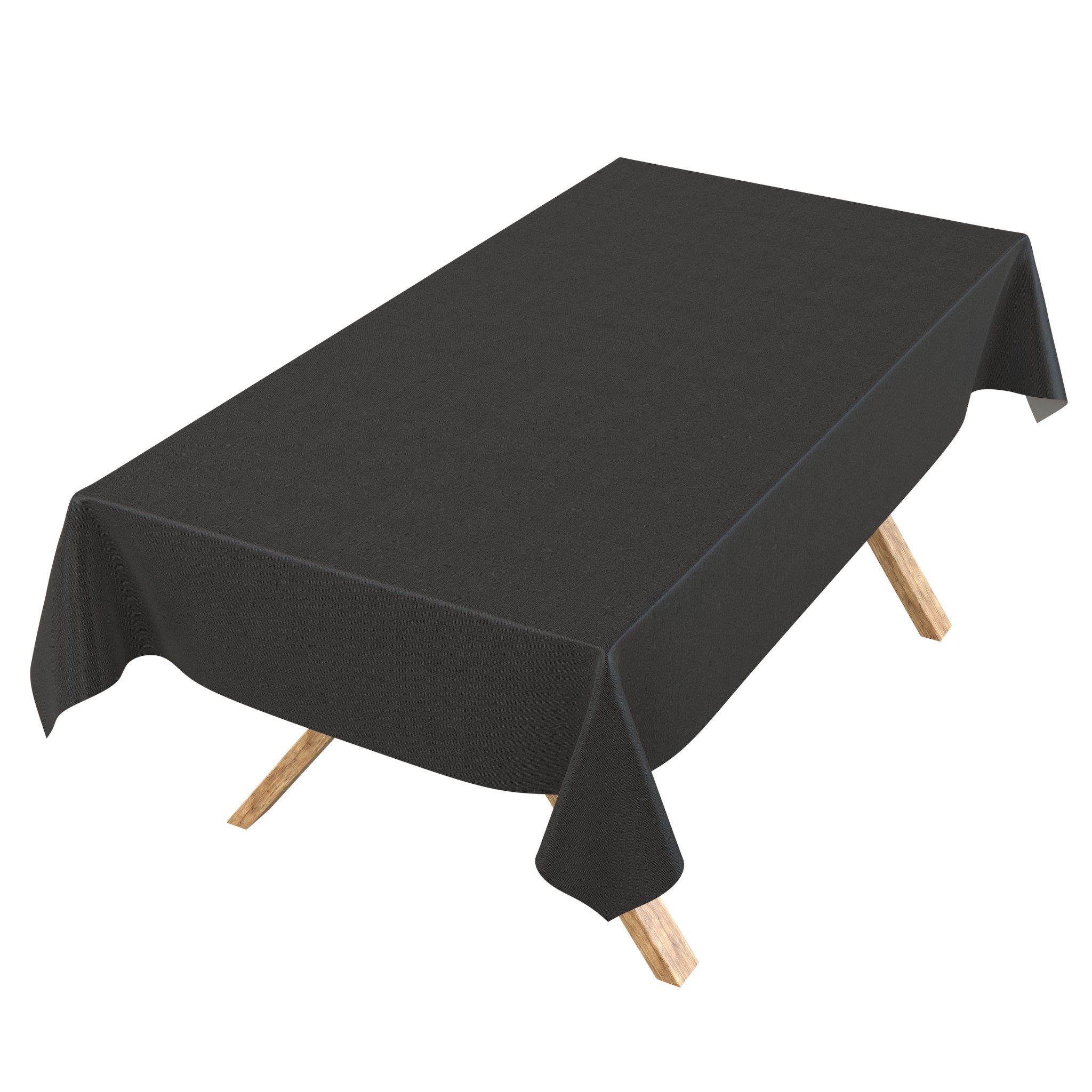ANRO Tischdecke DanceDirty abwaschbar Leinenoptik wetterfest Falschuni Modern (Einzelstück 1-tlg, eine Tischdecke), Stofftischdecke schmutzabweisend 100x140cm Uni Schwarz