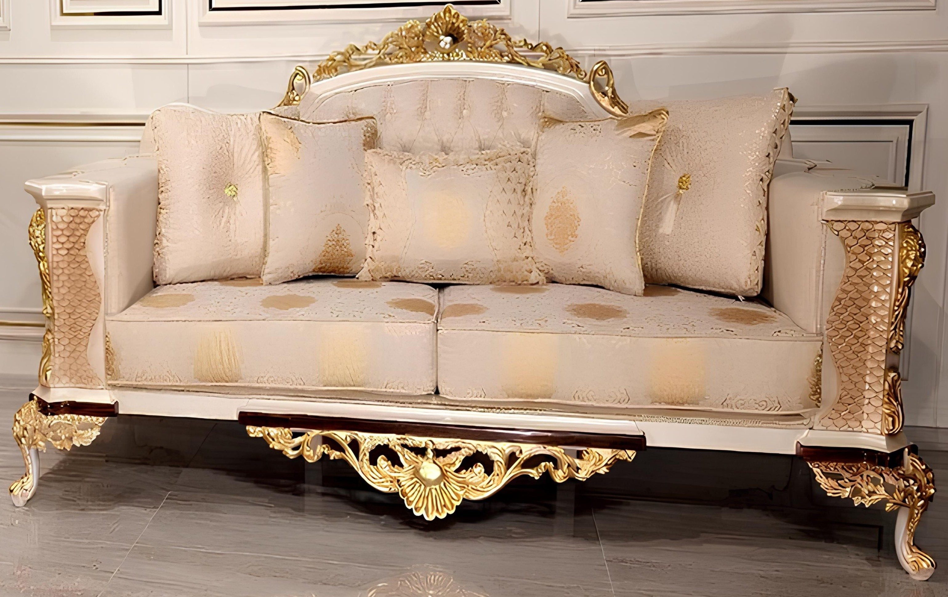 Xlmoebel 3-Sitzer Klassisches Barock Sofa aus Stoff in elegantem Design, 1 Teile, Made in Europa