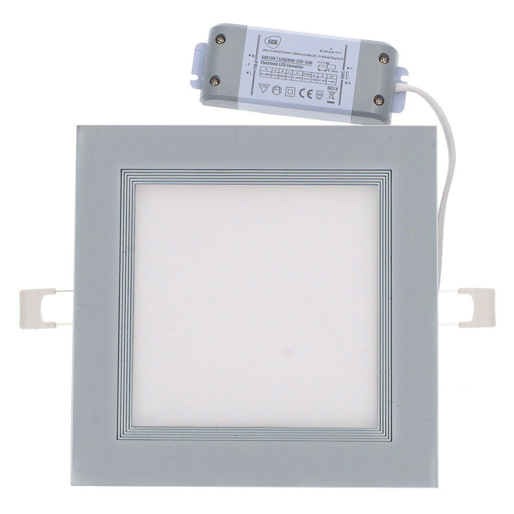LED Einbauleuchte Downlight Silber eckig 20x20cm 10W 630lm Neutralweiß LED -Leuchtmittel