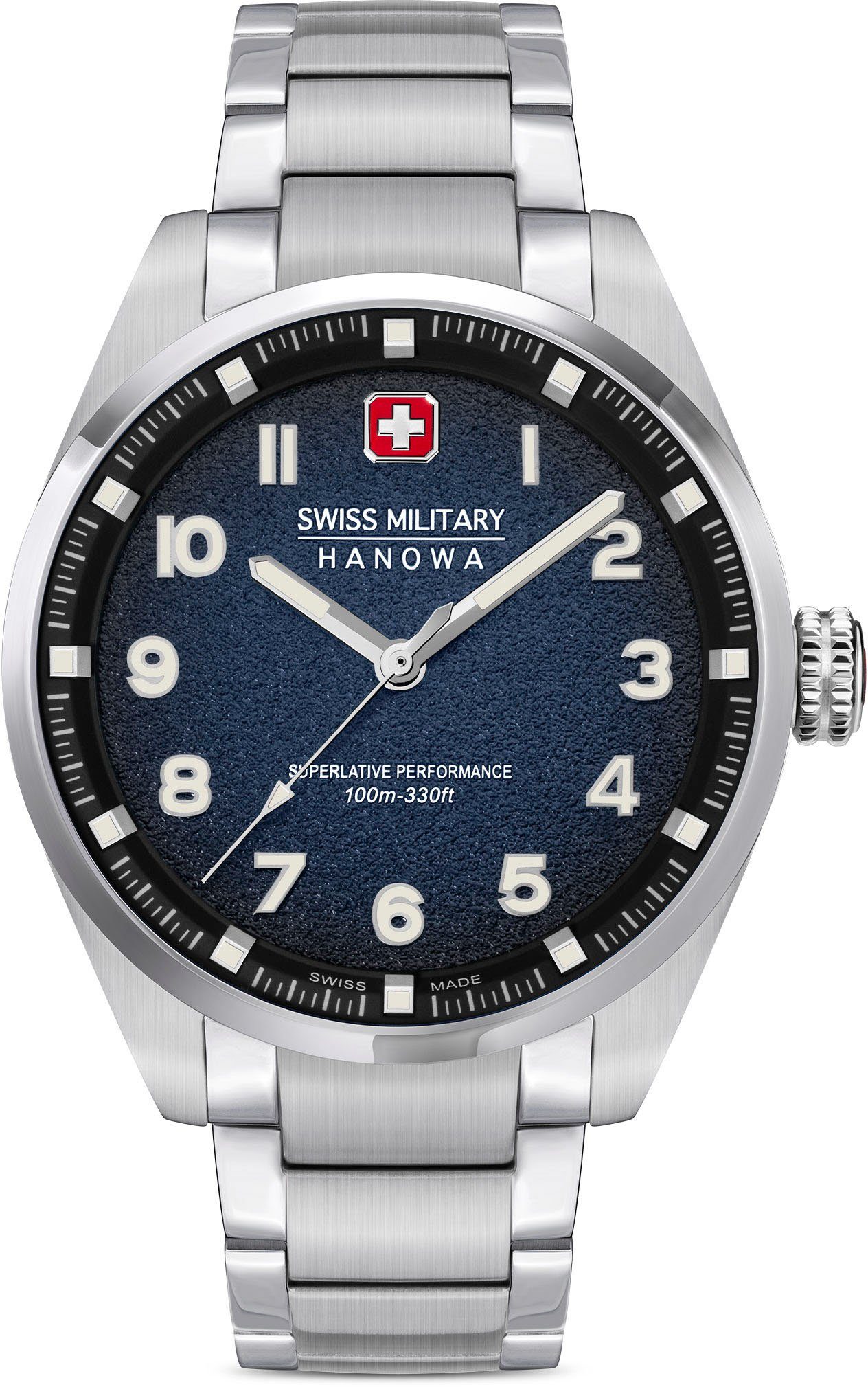 Swiss Military Hanowa Schweizer Uhr GREYHOUND, SMWGG0001504 Blau-Edelstahl