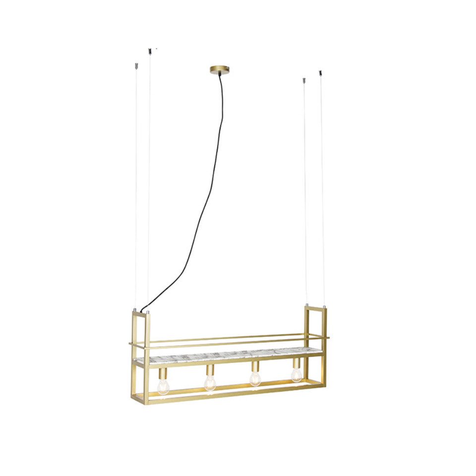 Qazqa Pendelleuchte Cage, ohne Leuchtmittel, E27, Gold/Messing, Industrie, günstig online kaufen